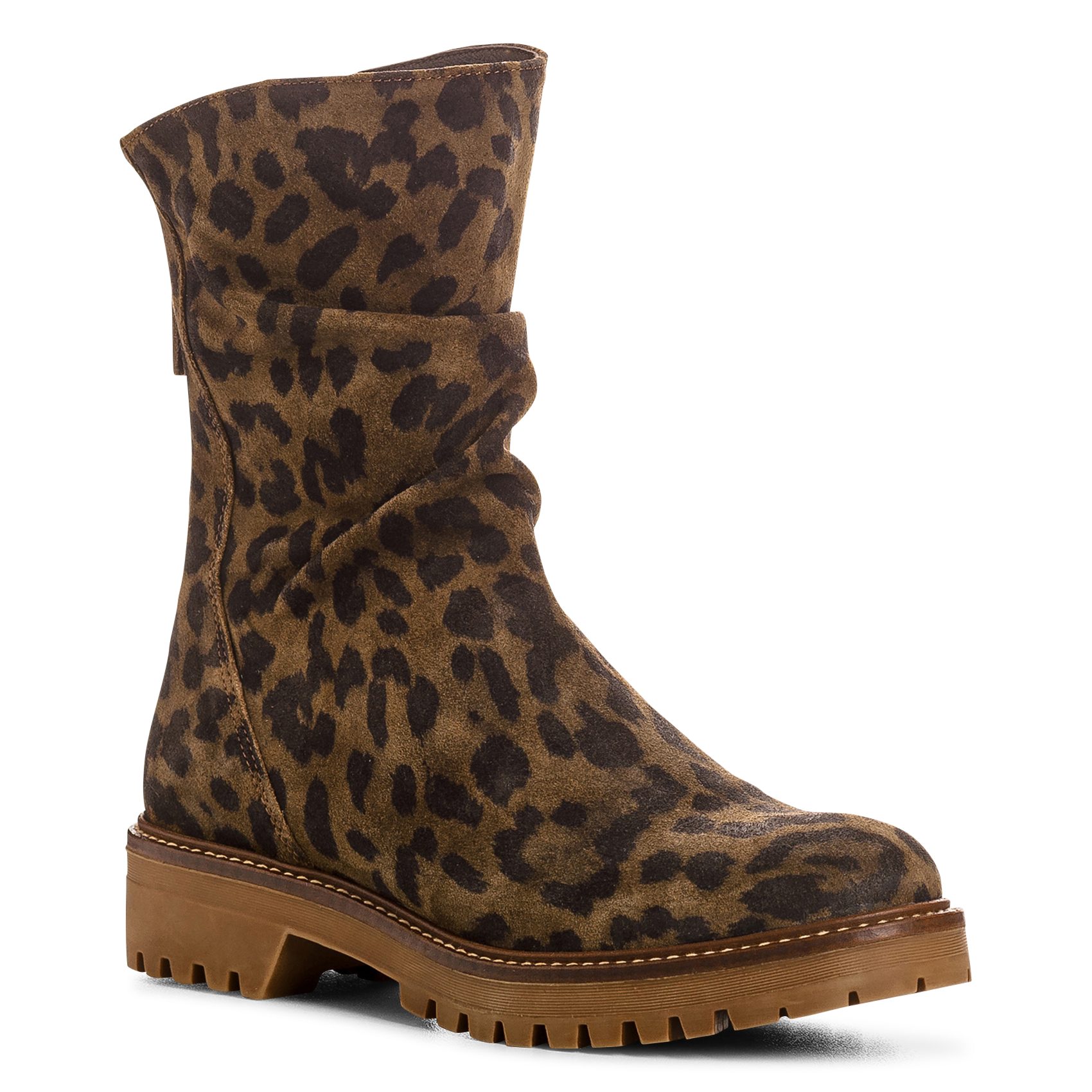 Soepele luipaard leren laarzen REQINS Bruin