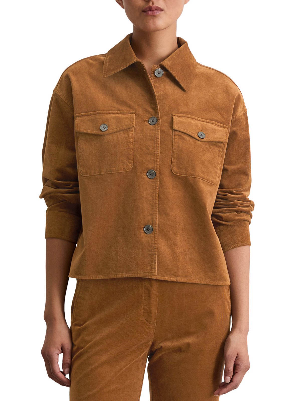 Veste droite en coton mélangé MARC O&#039;POLO Marron