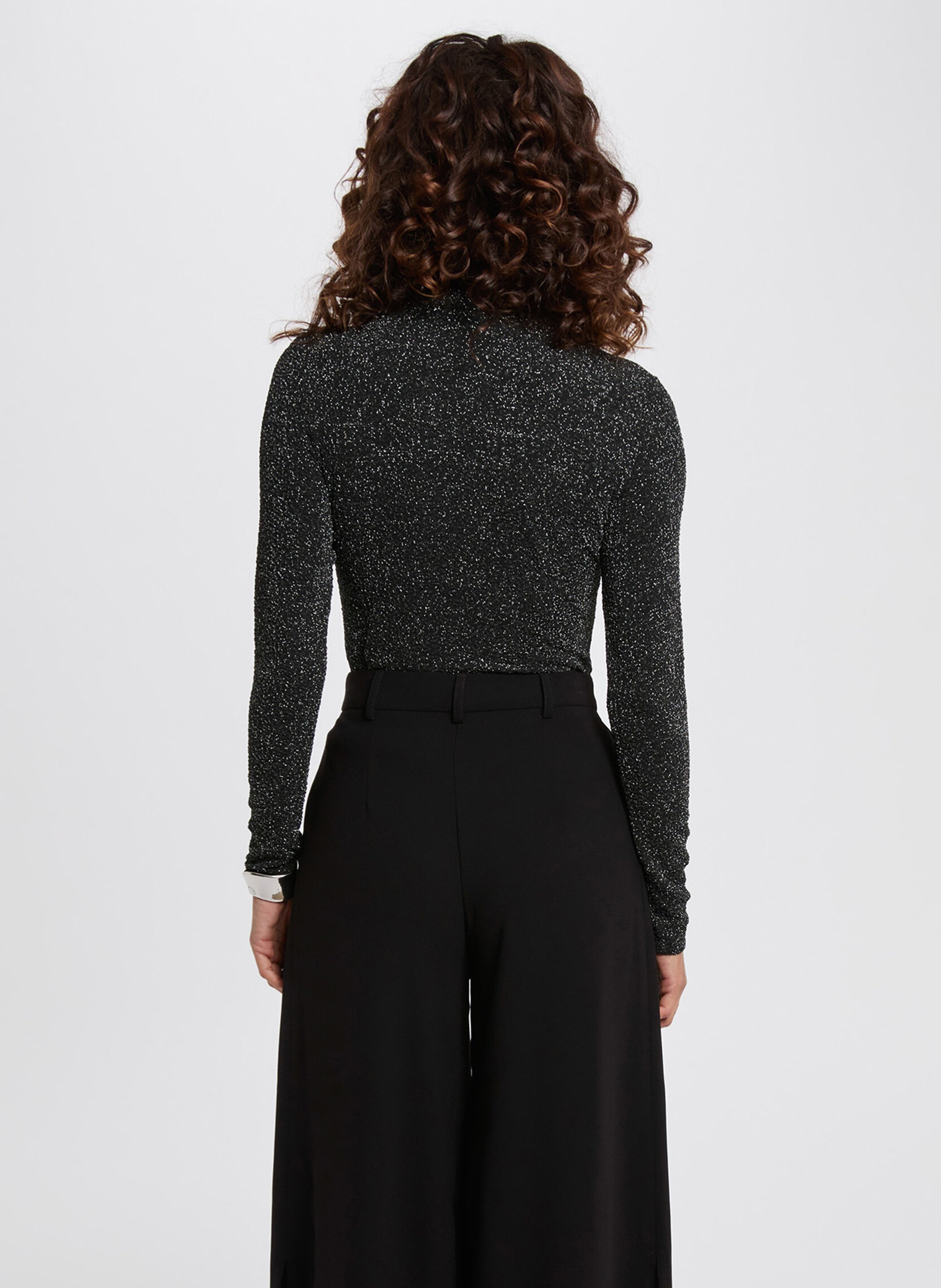 Top manches longues pailleté MORGAN Argent