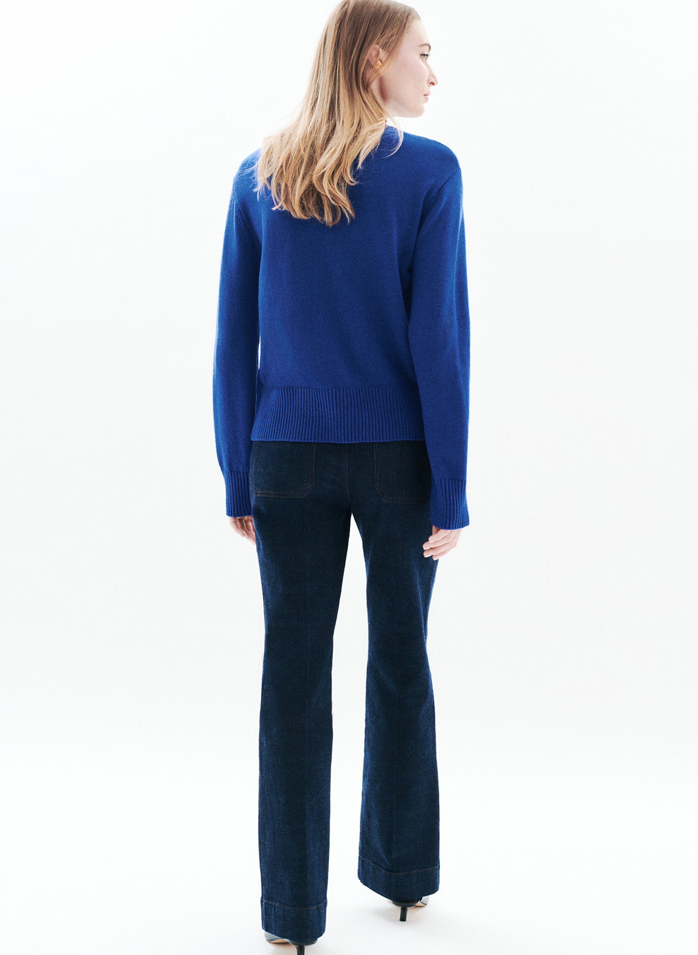 Pull droit col montant en laine mélangée CAROLL Bleu