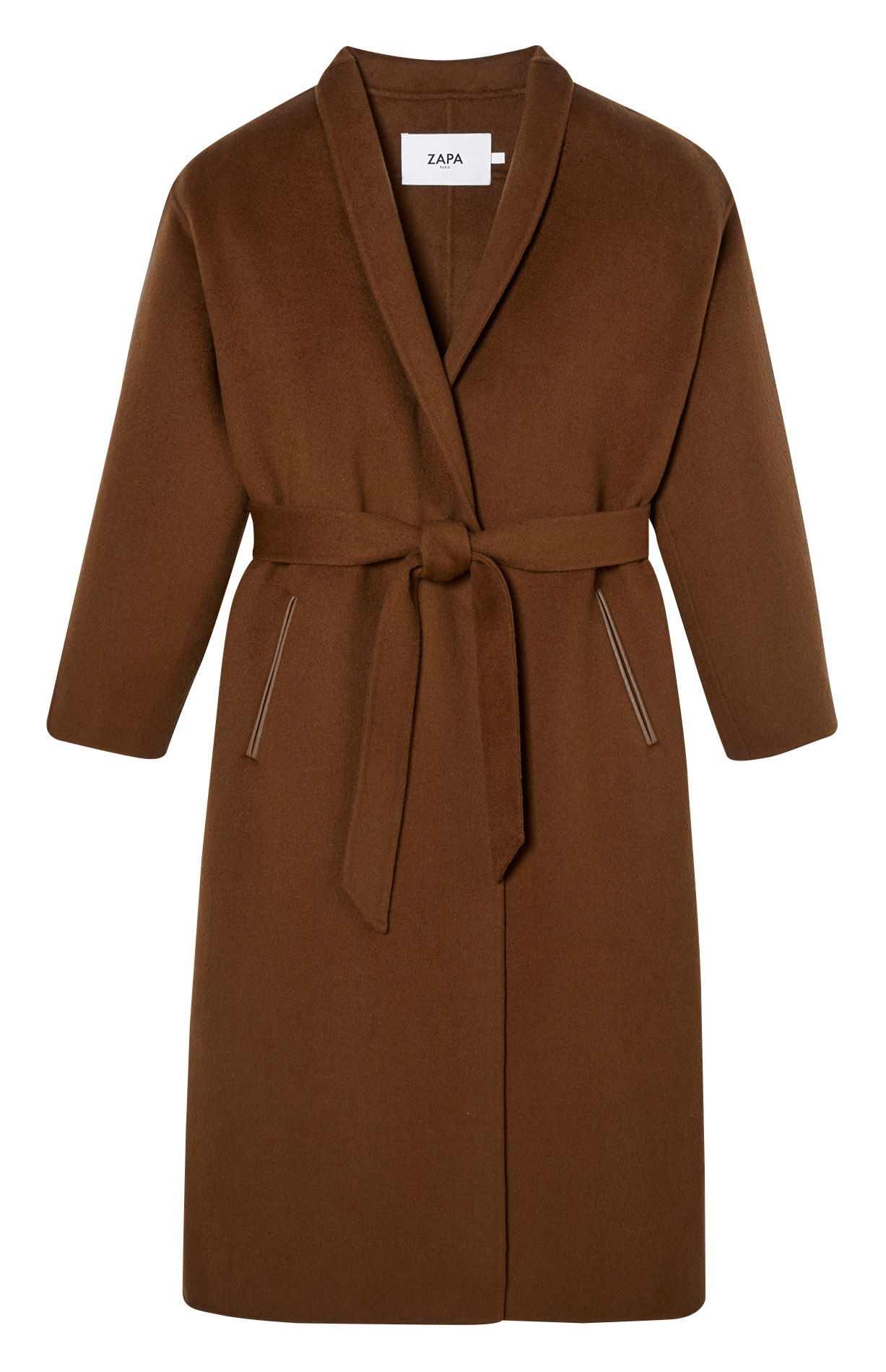 Coat with notched lapel in blended wool ZAPA Brown