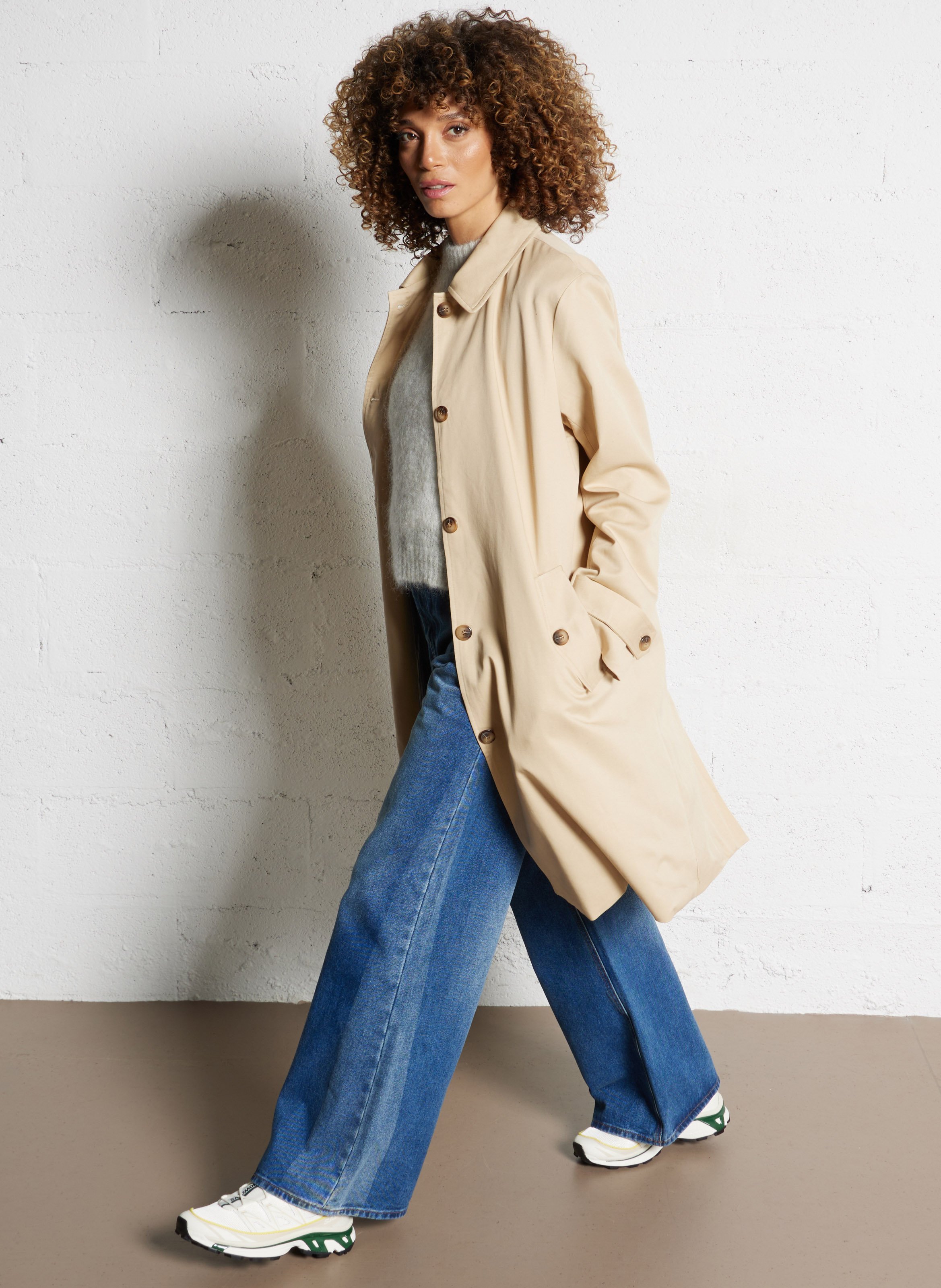 Trench col classique en coton mélangé LA PETITE ETOILE Beige