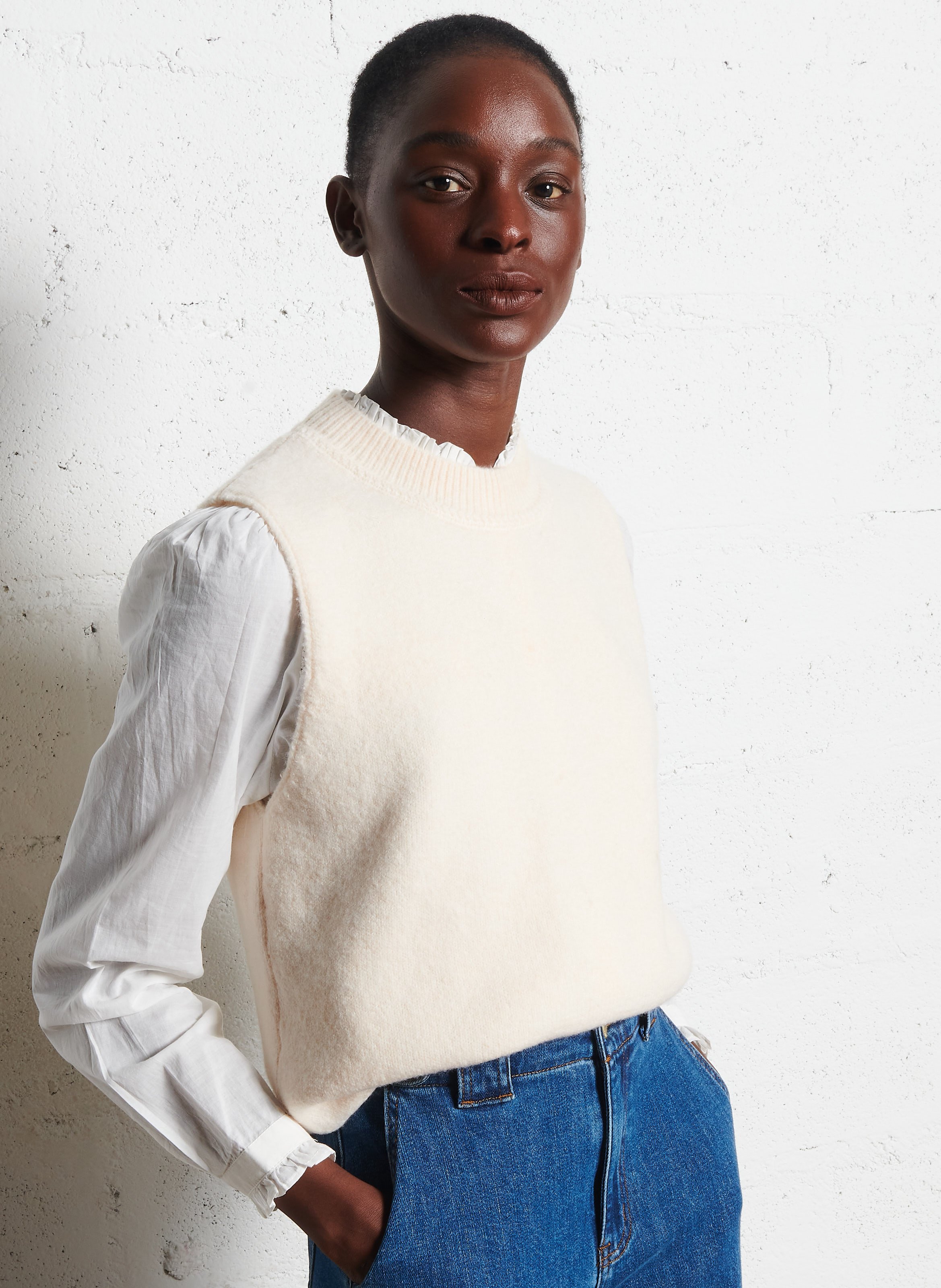 Pull oversize col montant  LA PETITE ETOILE Beige