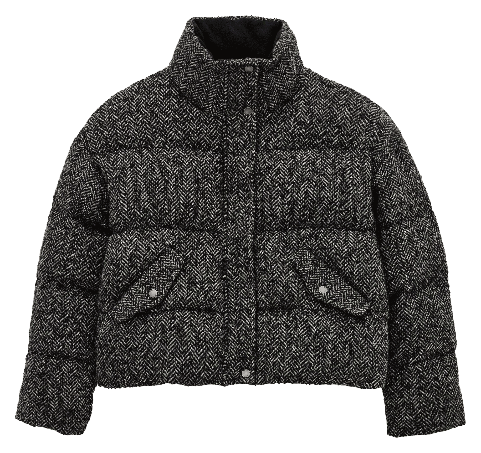 Gewatteerde jas met opstaande kraag van gemengde wol BA&SH Zwart