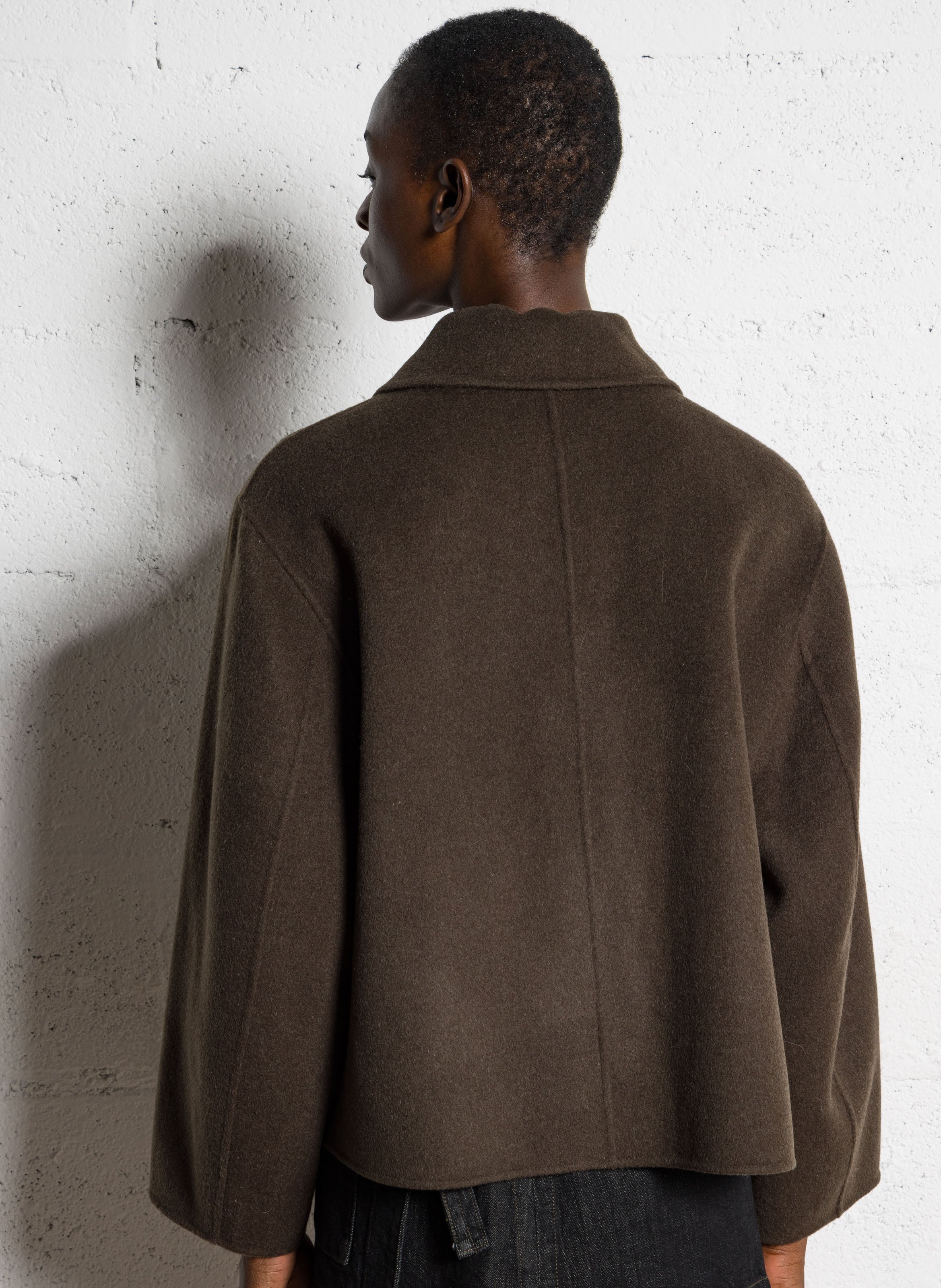 Manteau court en laine double face SOEUR Kaki