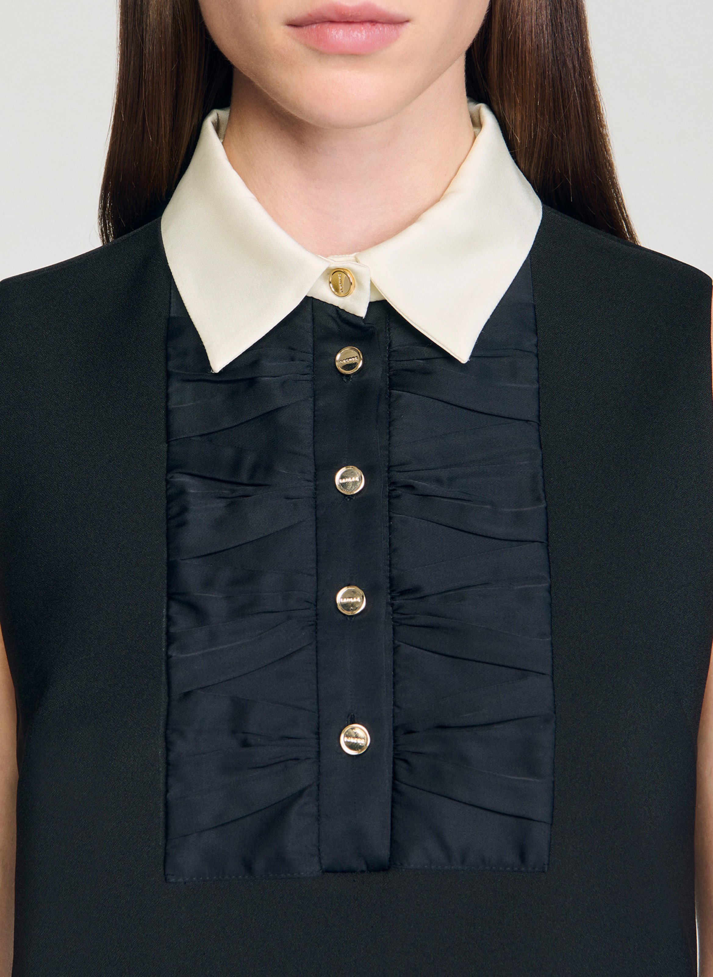 Robe courte sans manches avec col chemise SANDRO Noir