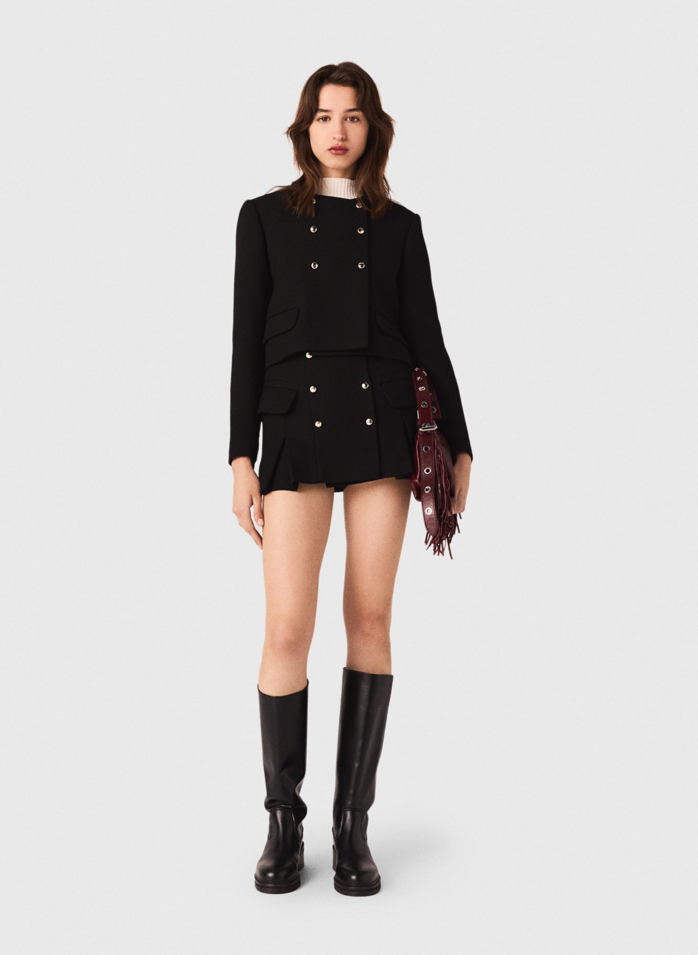 Veste tailleur courte boutonnée unie MAJE Noir