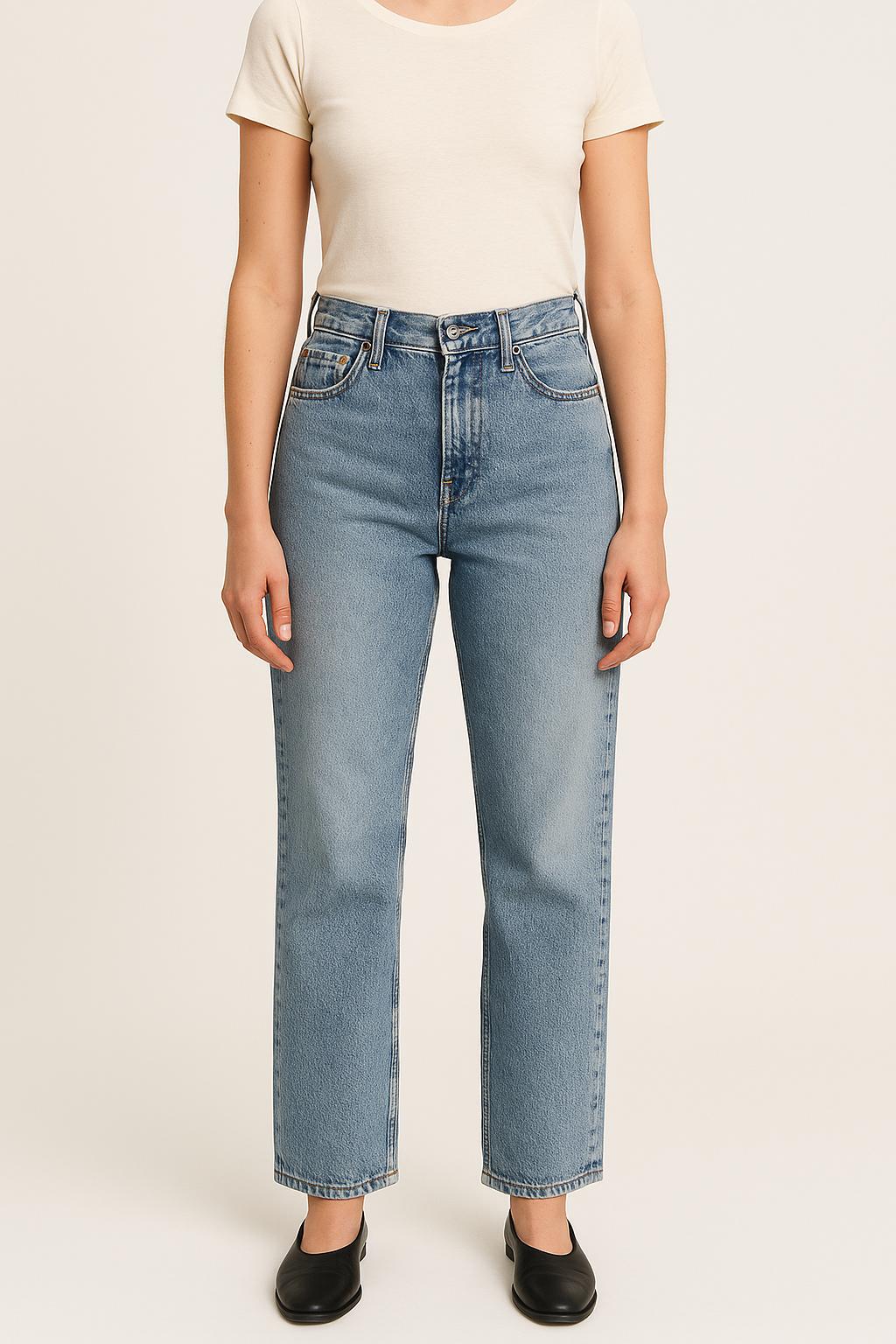 Cropped slim jeans with studs TARA JARMON - Seconde Main Blue