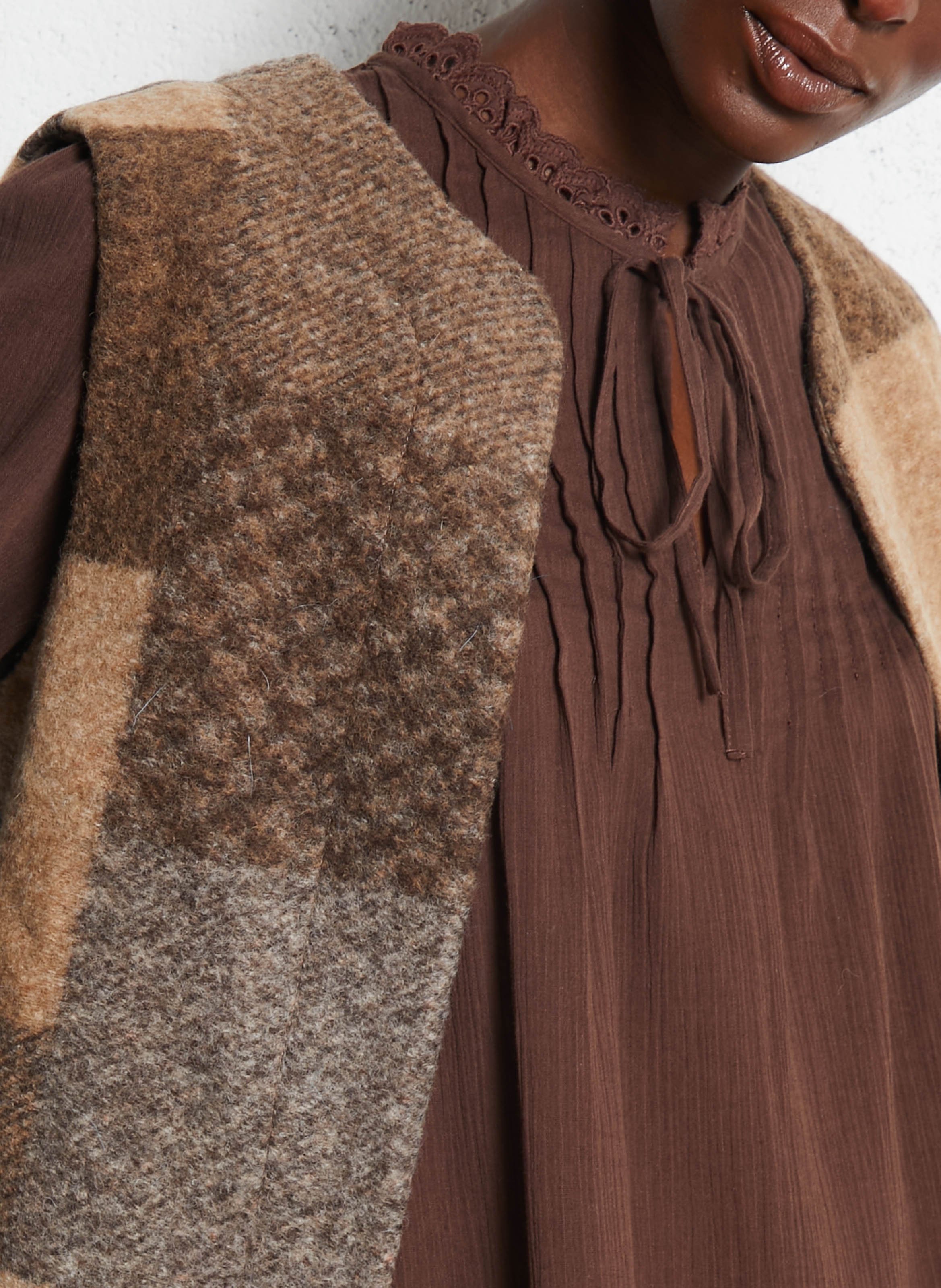 Veste droite sans manches en laine mélangée SUD EXPRESS Beige