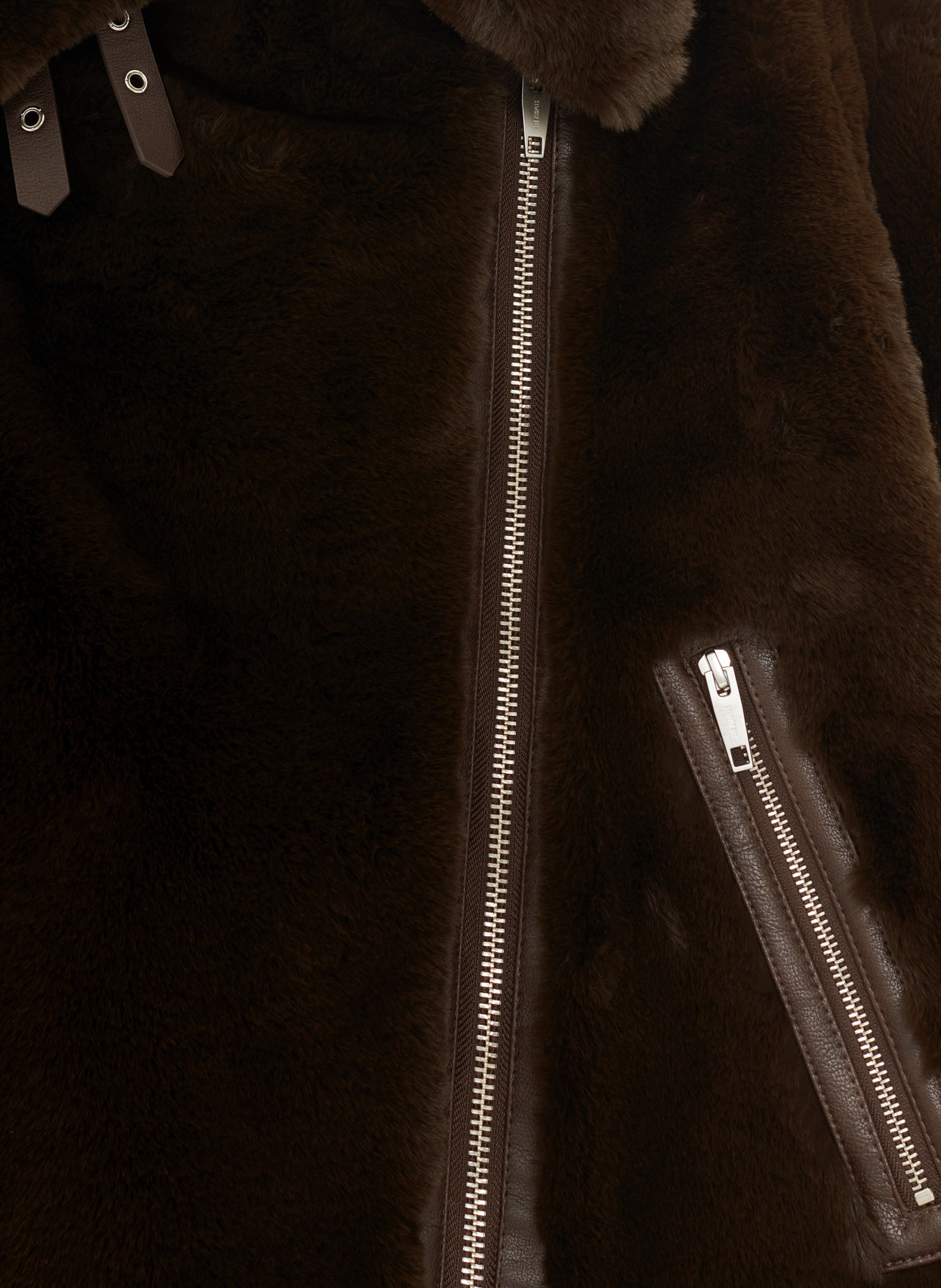 Faux fur aviator jacket THE KOOPLES Brown