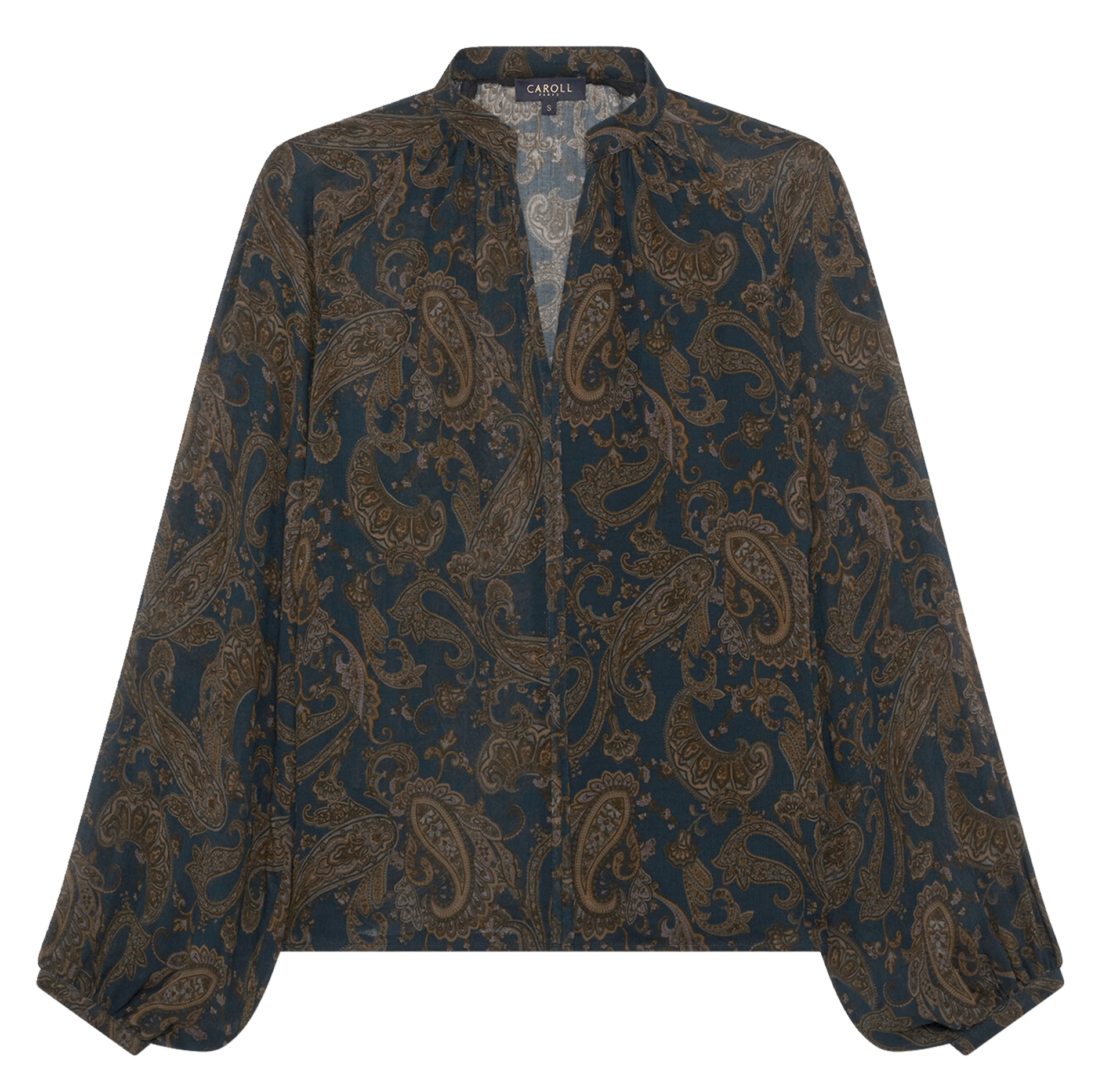 Printed henley blouse CAROLL Blue