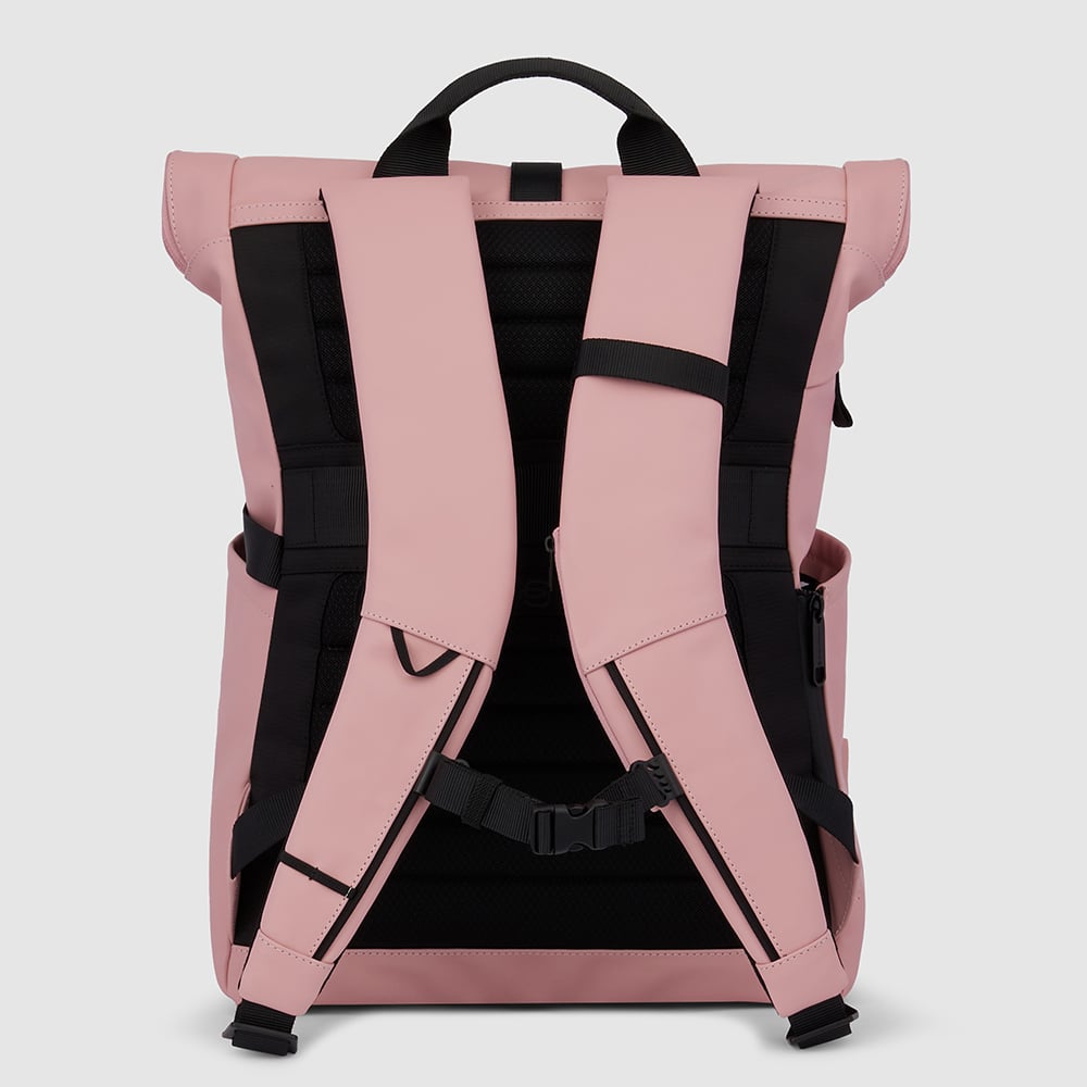Backpack for PC and iPad® with chest strap, u-lock loops, and rear light loop PIQUADRO Pink
