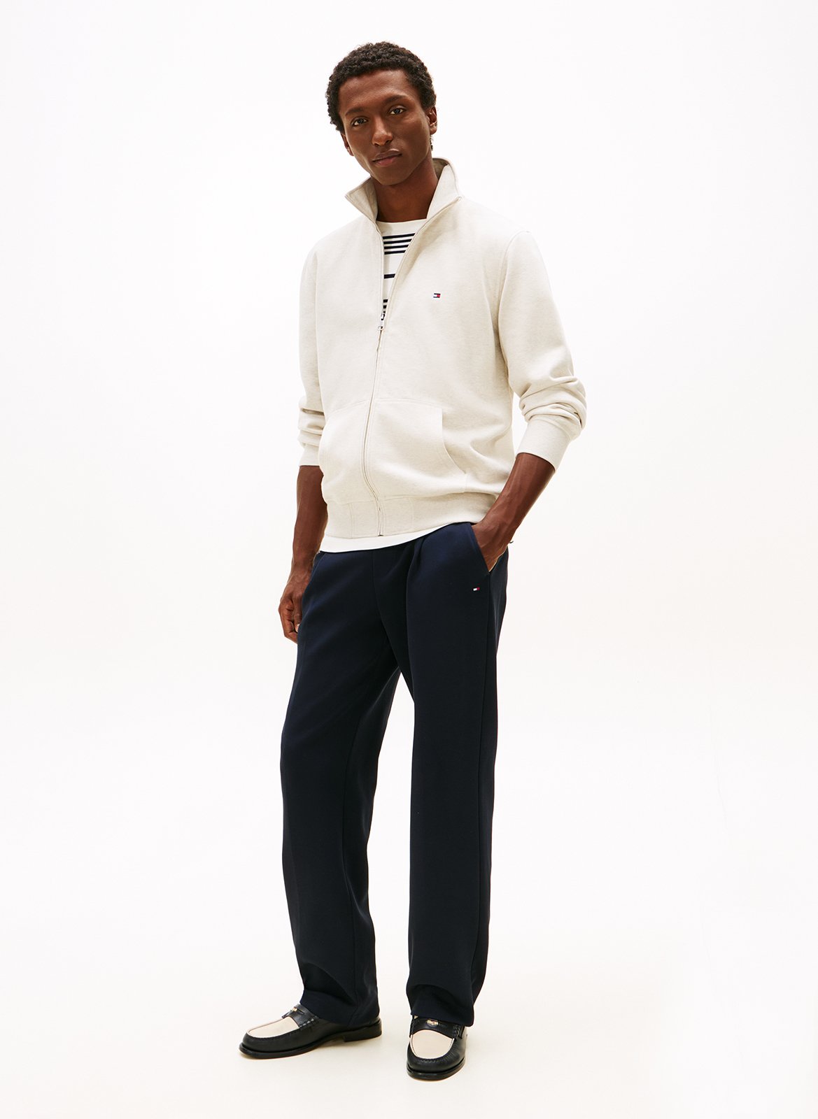 Sweat droit col montant en coton mélangé TOMMY HILFIGER Beige