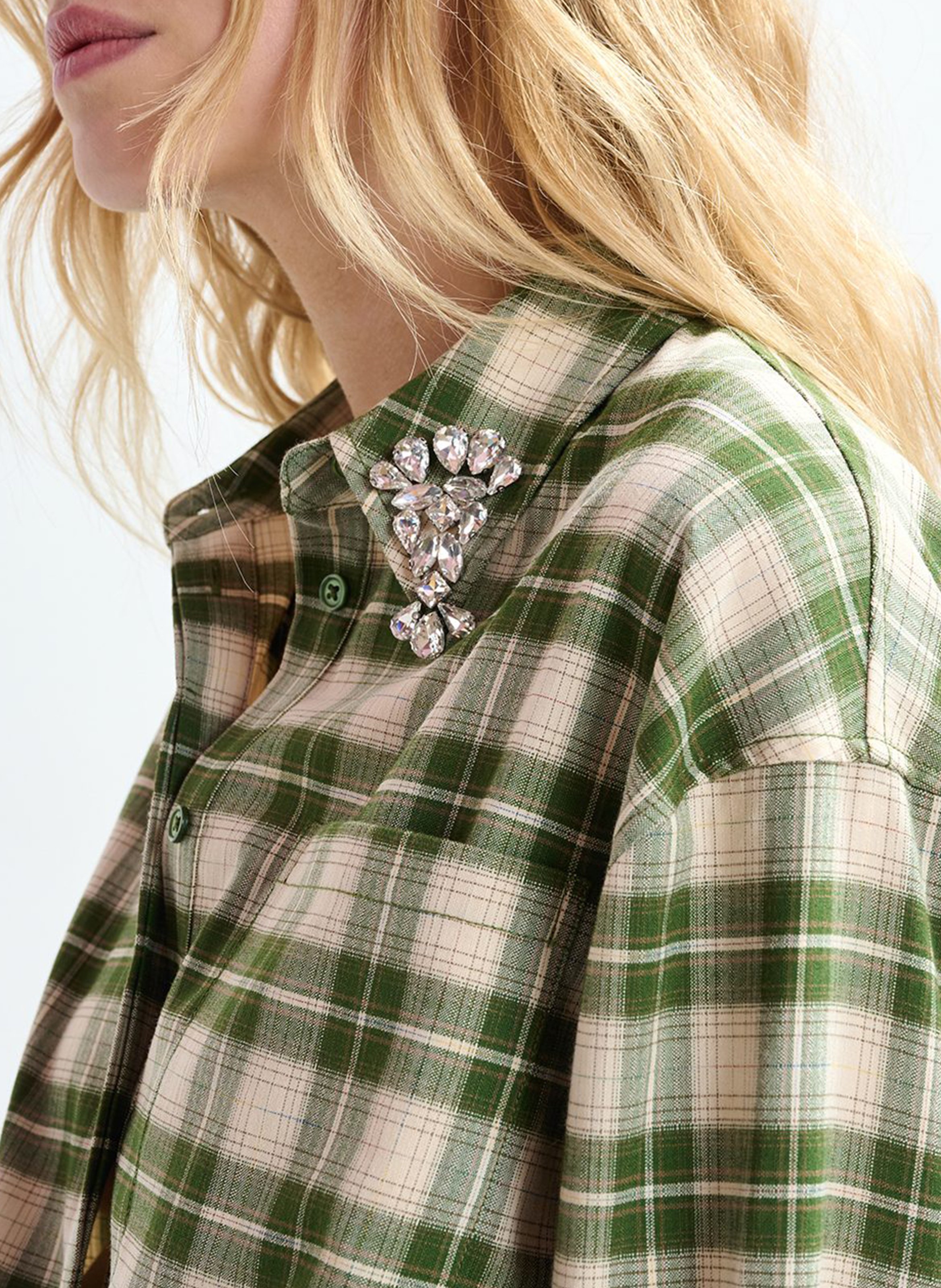 Robe longue col classique imprimée ESSENTIEL ANTWERP Vert