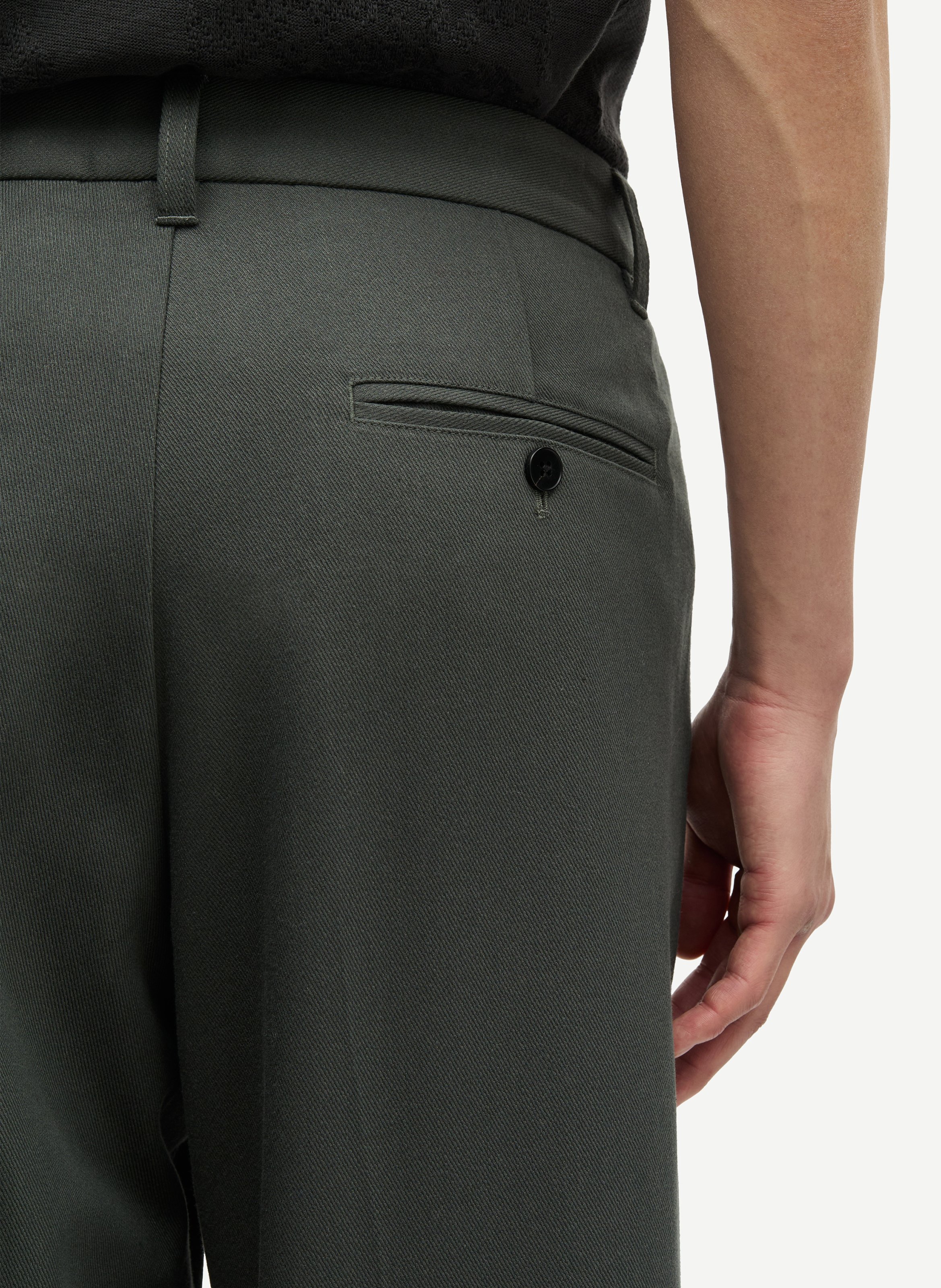 Pantalón recto de algodón y lana mezclados SAMSOE SAMSOE Verde