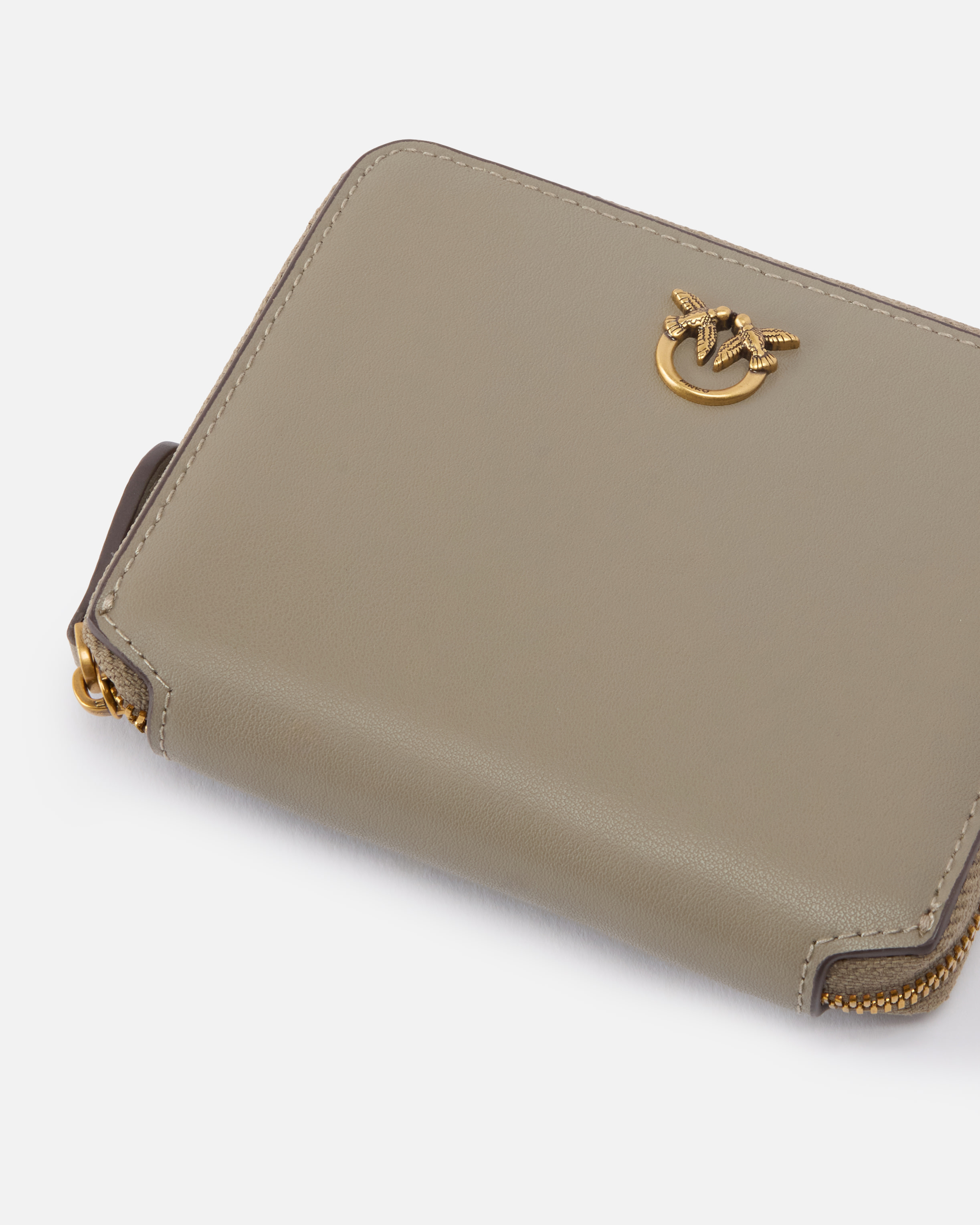 Square contour zip wallet PINKO Brown