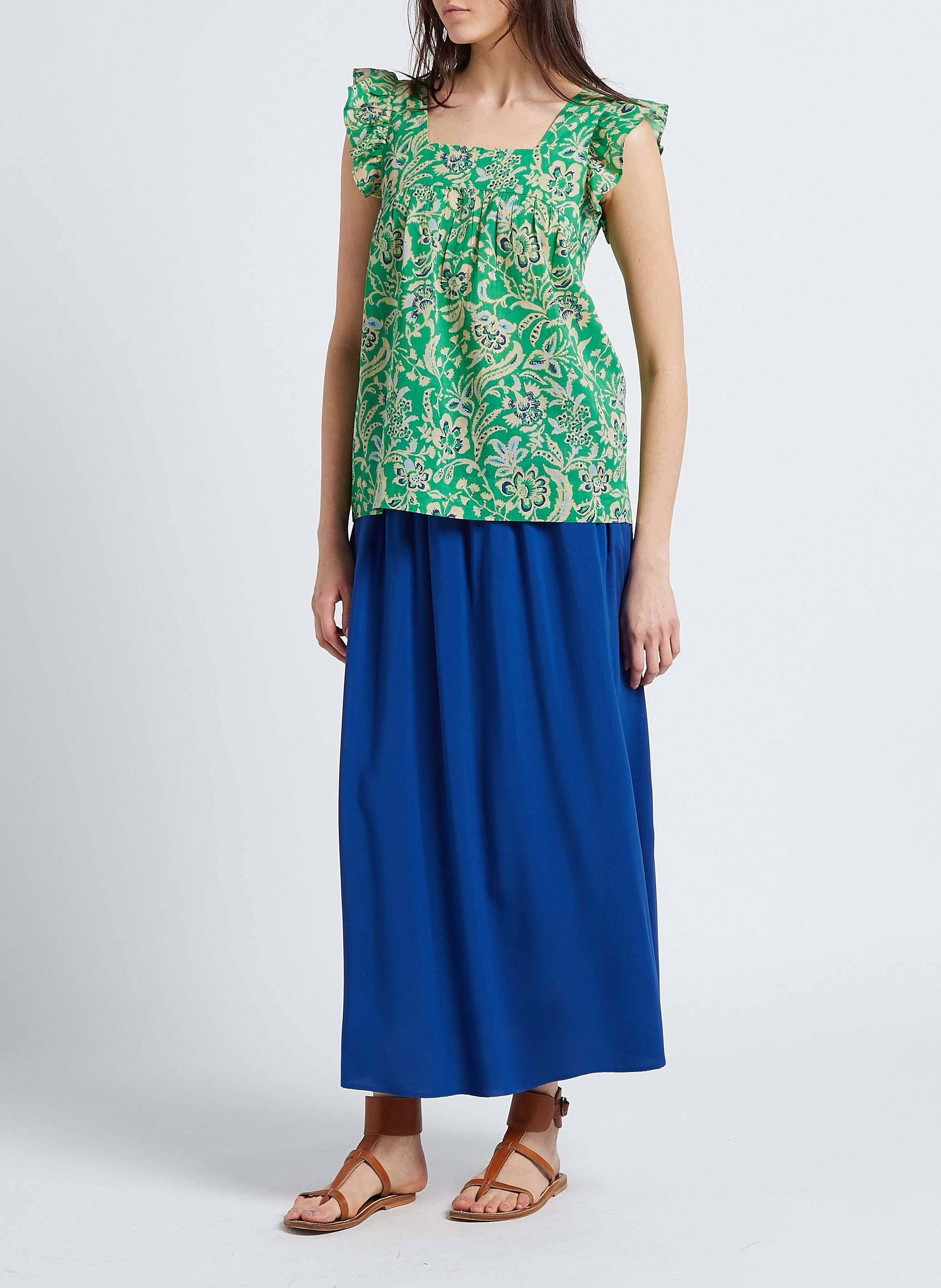 Geblümtes Top aus Baumwolle HARTFORD Grun