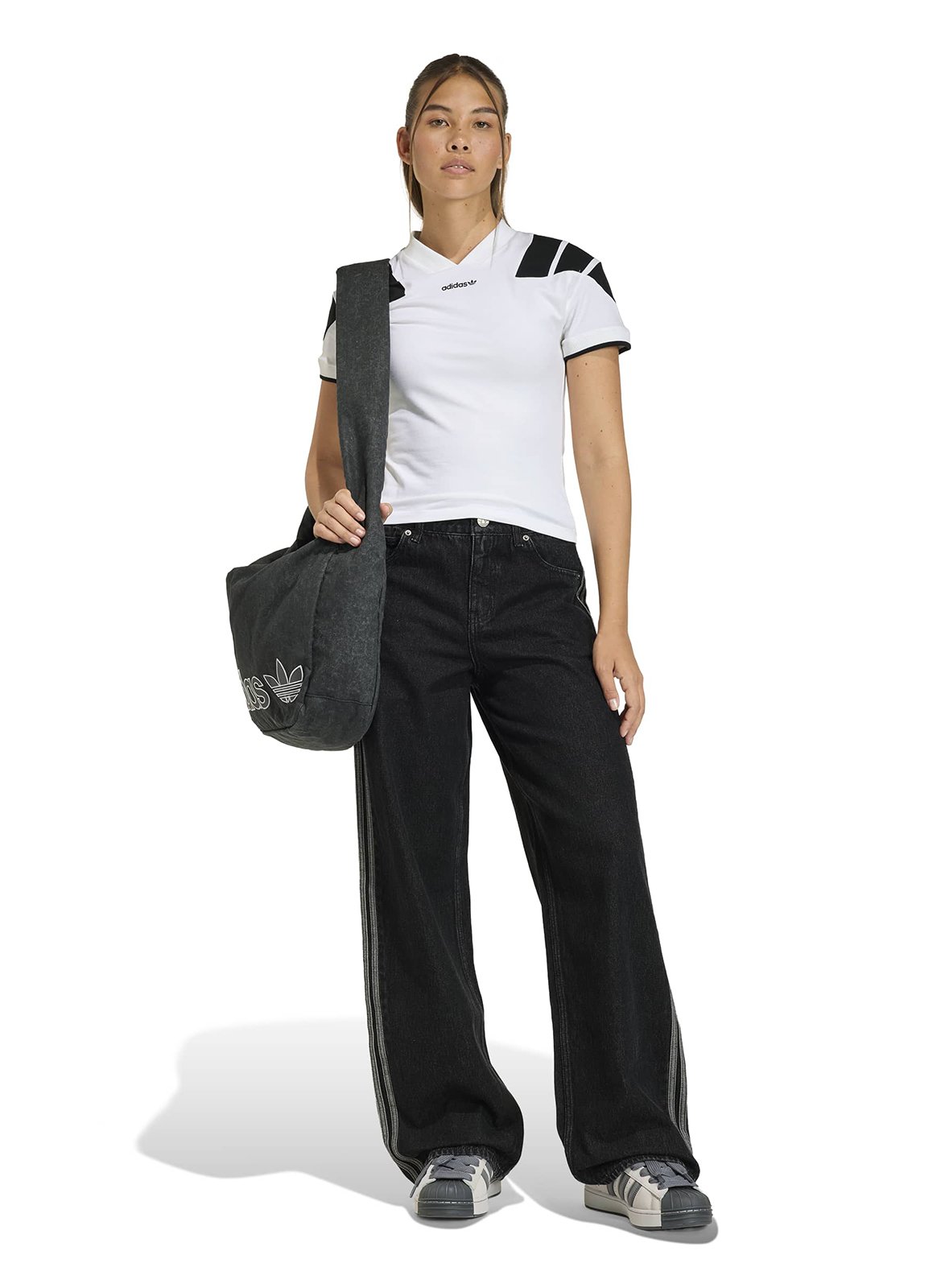 Grote katoenen jeans ADIDAS Zwart