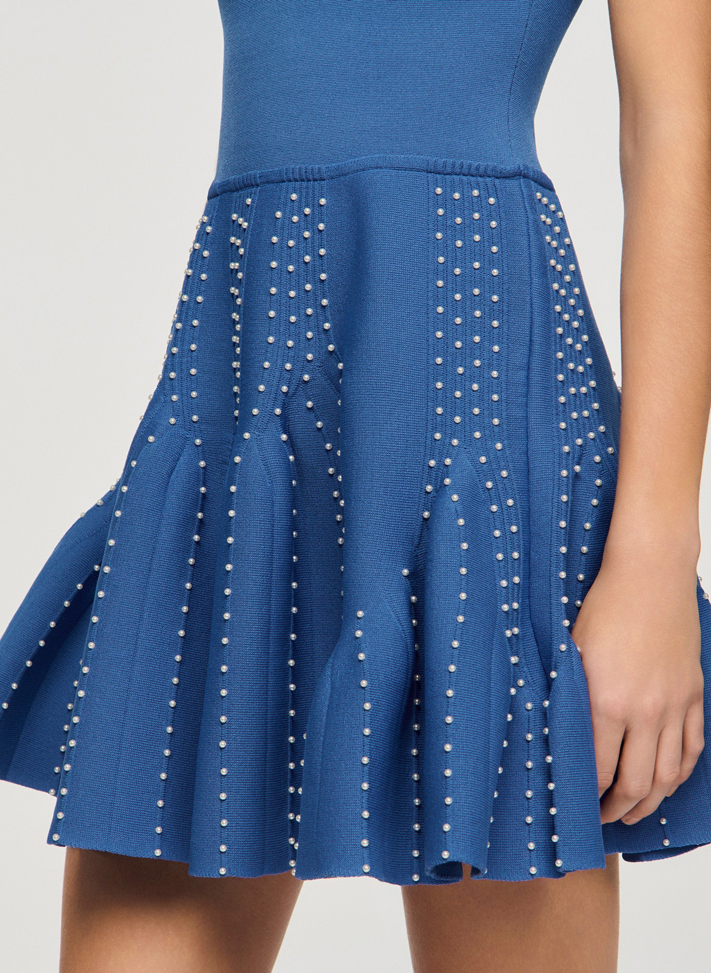 Robe courte en maille SANDRO Bleu