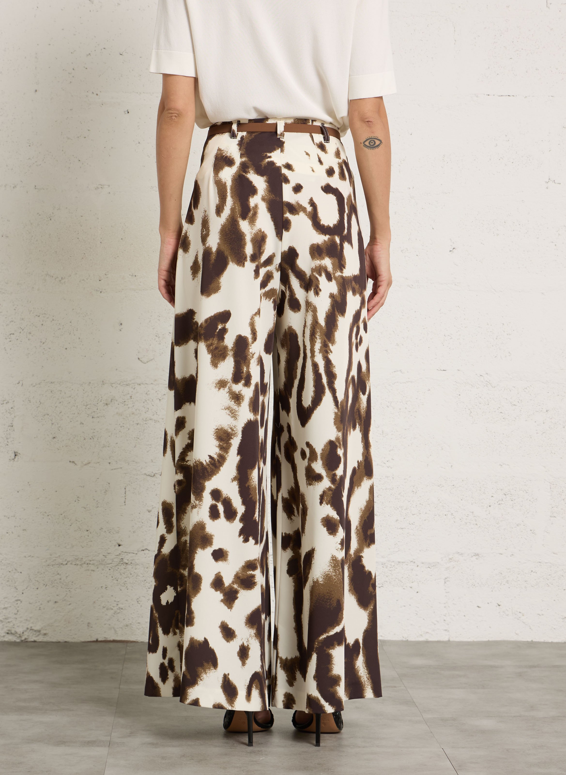 Pantalon large palazzo imprimé IMPERIAL Beige