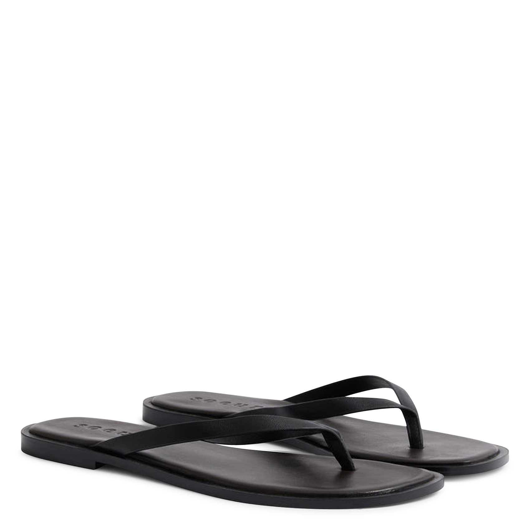 Aouda flat leather sandals SOEUR Black
