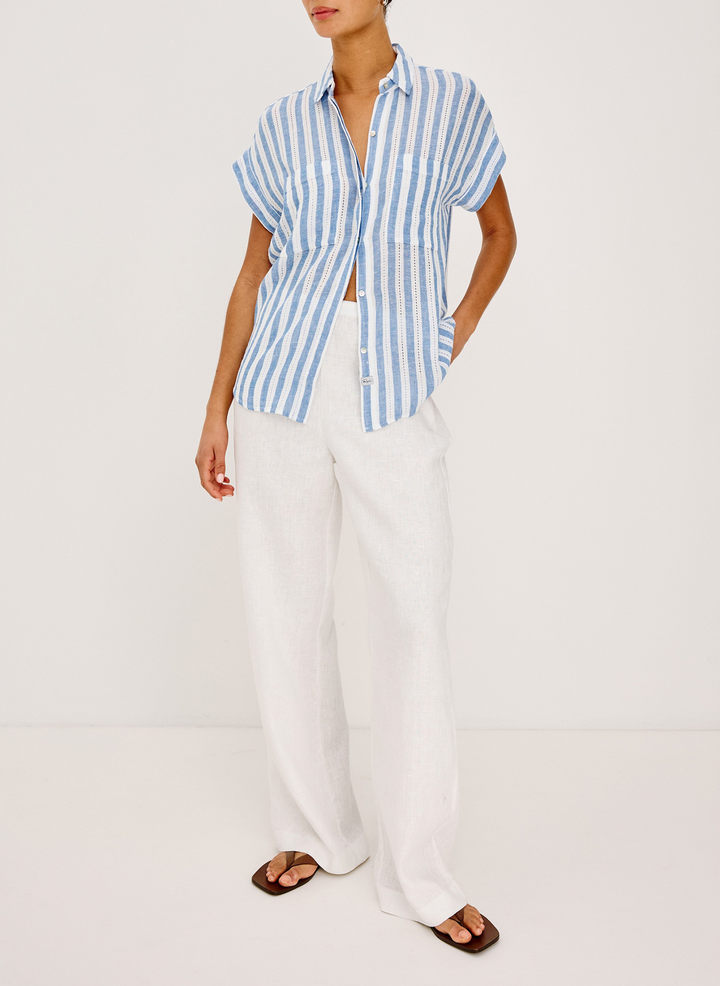 Chemise col classique en lin mélangé RAILS Multicolore