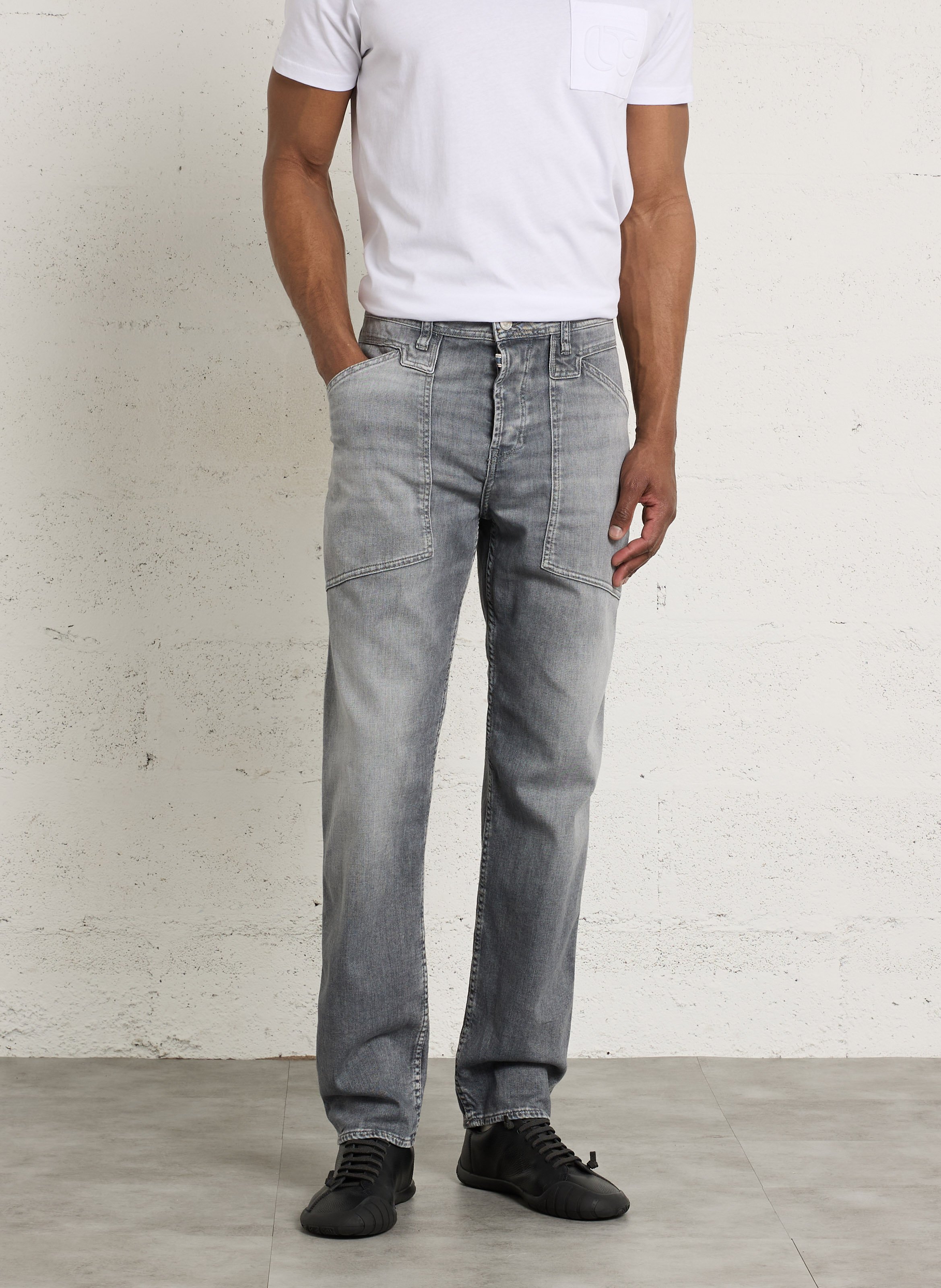 Gerade geschnittene Jeans aus Baumwoll-Mix LE TEMPS DES CERISES Grau