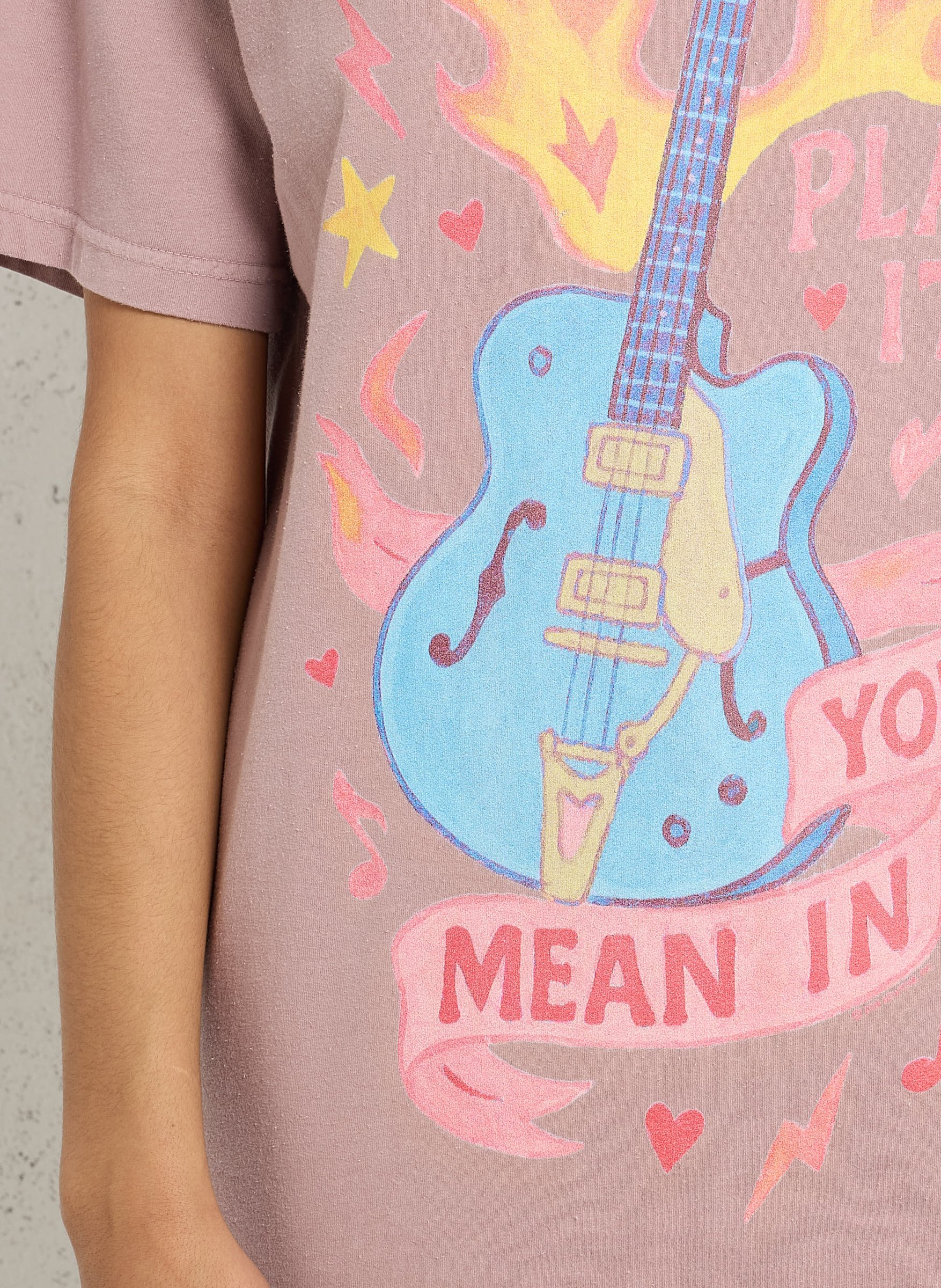 Tee-shirt droit col rond sérigraphié en coton NEWTONE Beige