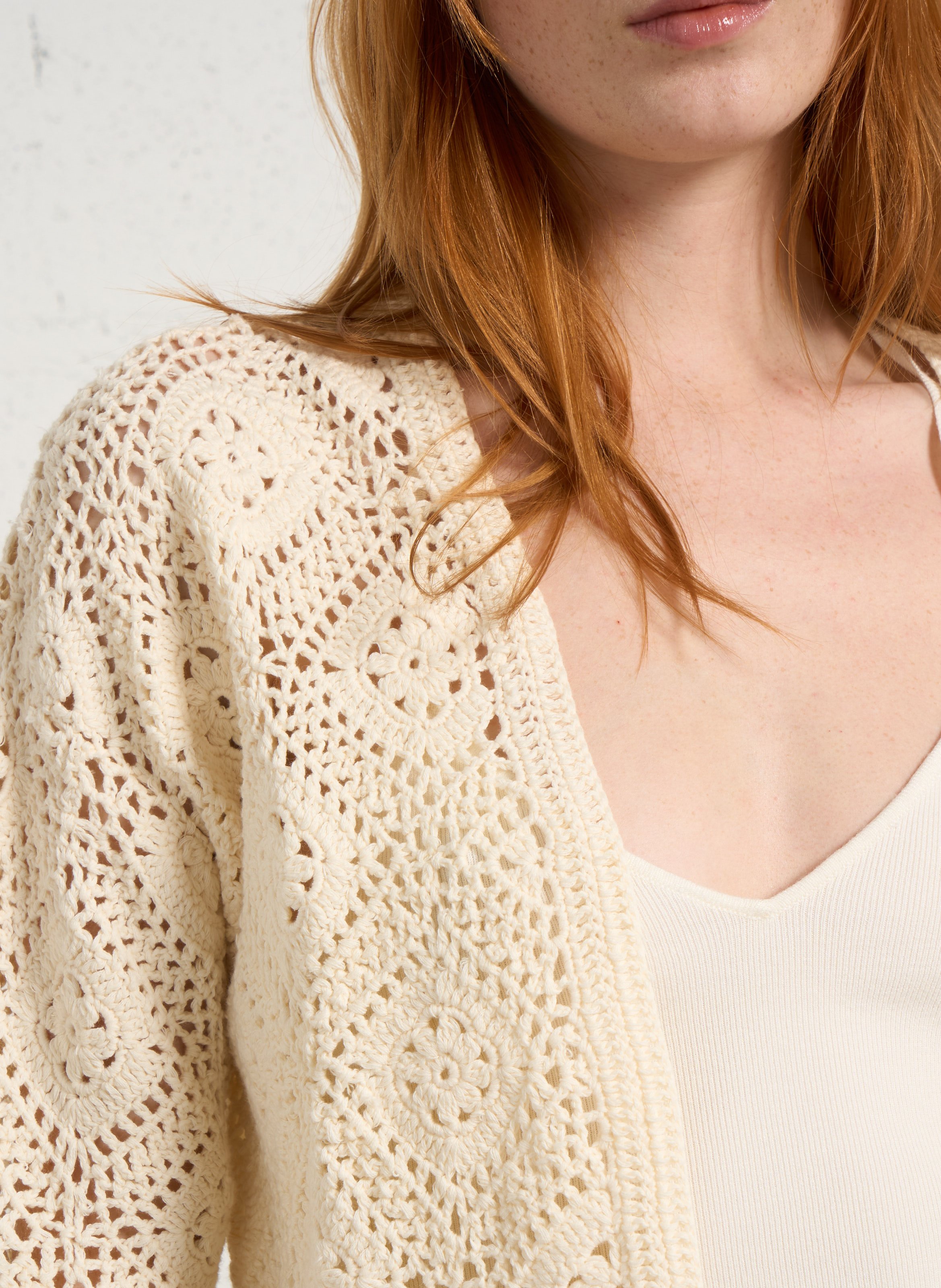 Mouwloze blouse van spijkerstof met klassieke kraag SUD EXPRESS Beige