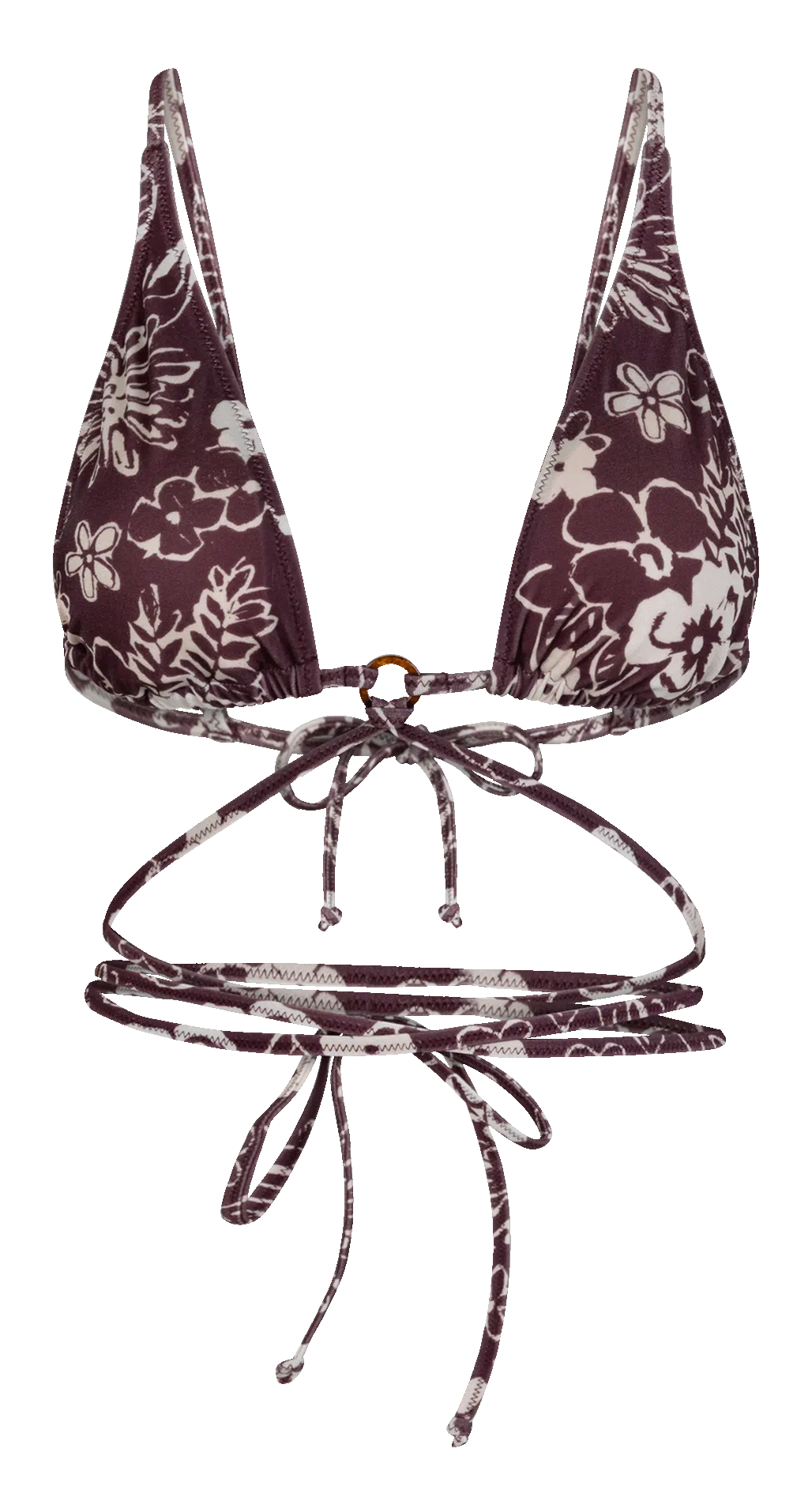 Haut de maillot de bain imprimé LOVE STORIES Marron