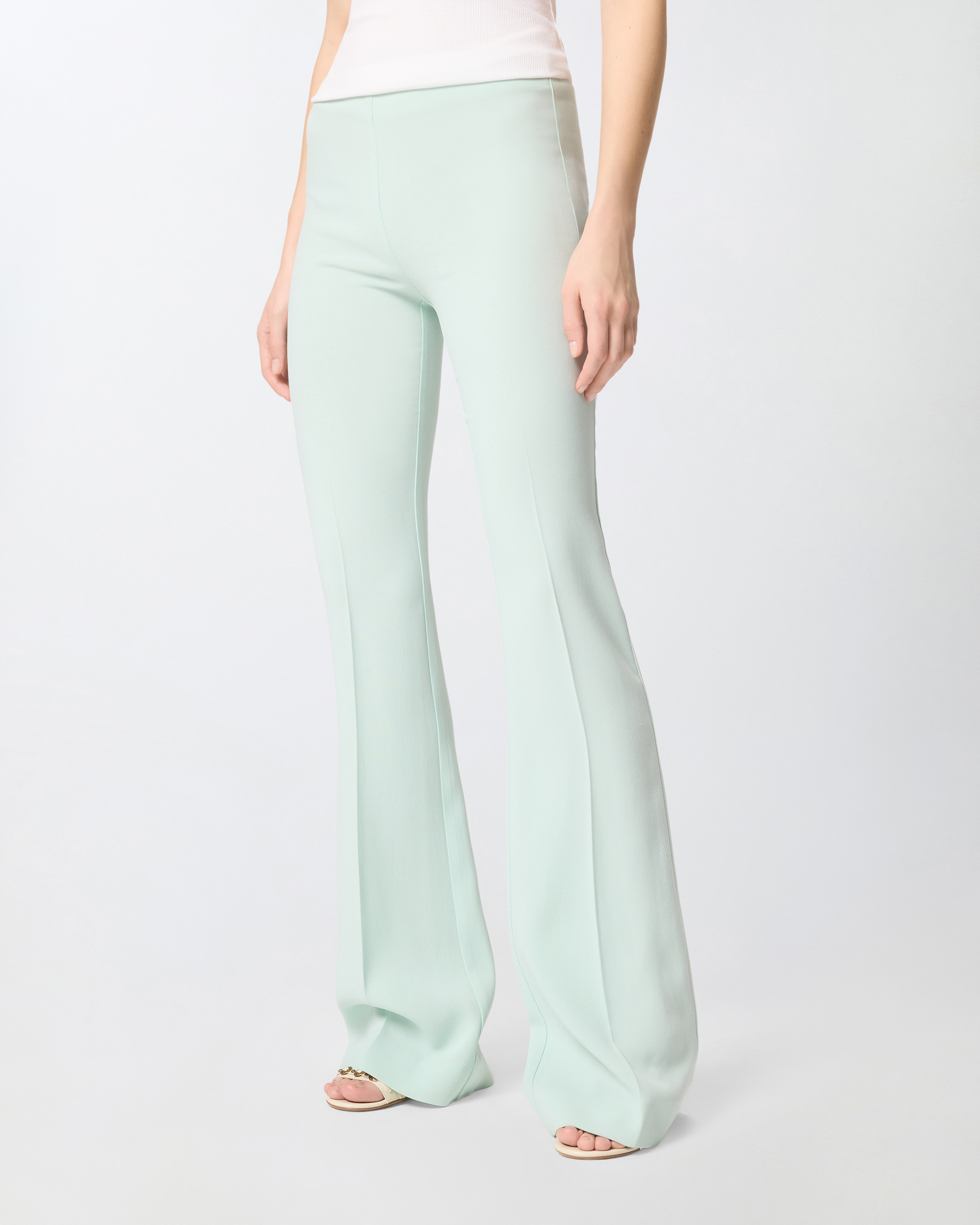 Pantalon évasé à pli marqué PINKO Vert