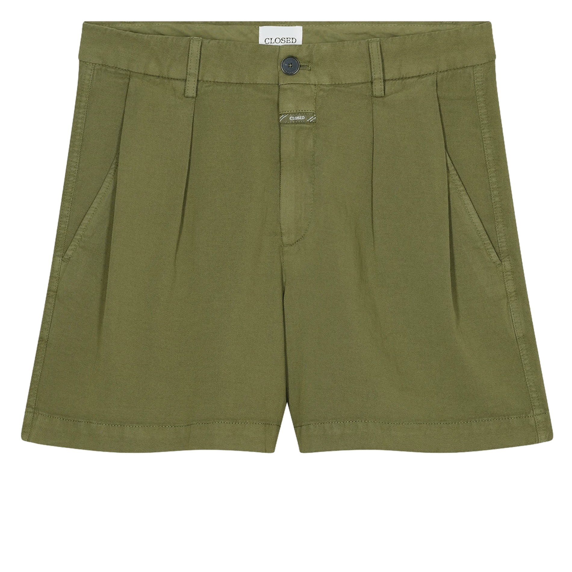 Short large plain pleated CLOSED Green