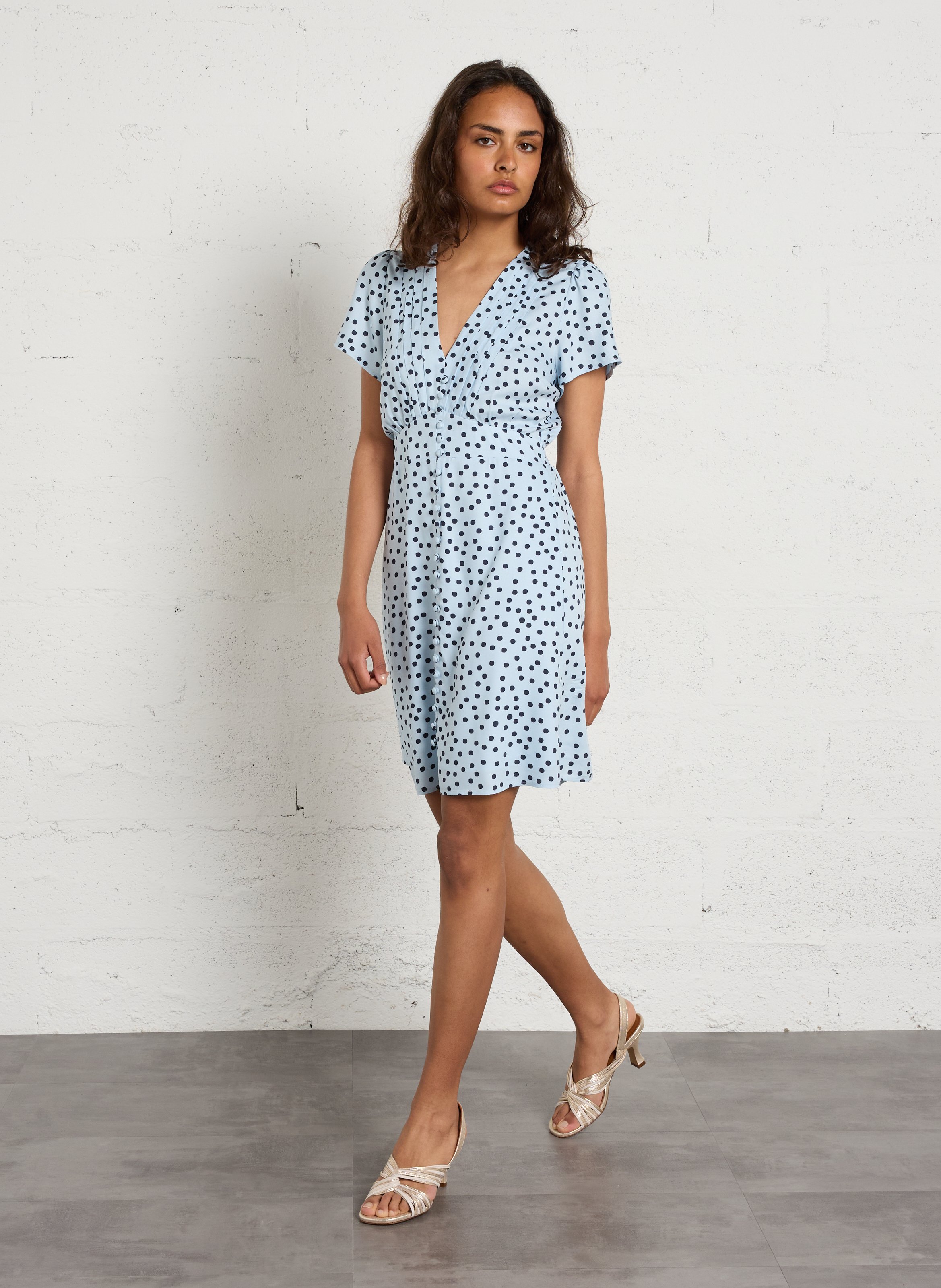 Sandales croisées brillantes à talons en cuir MAISON TOUFET Doré