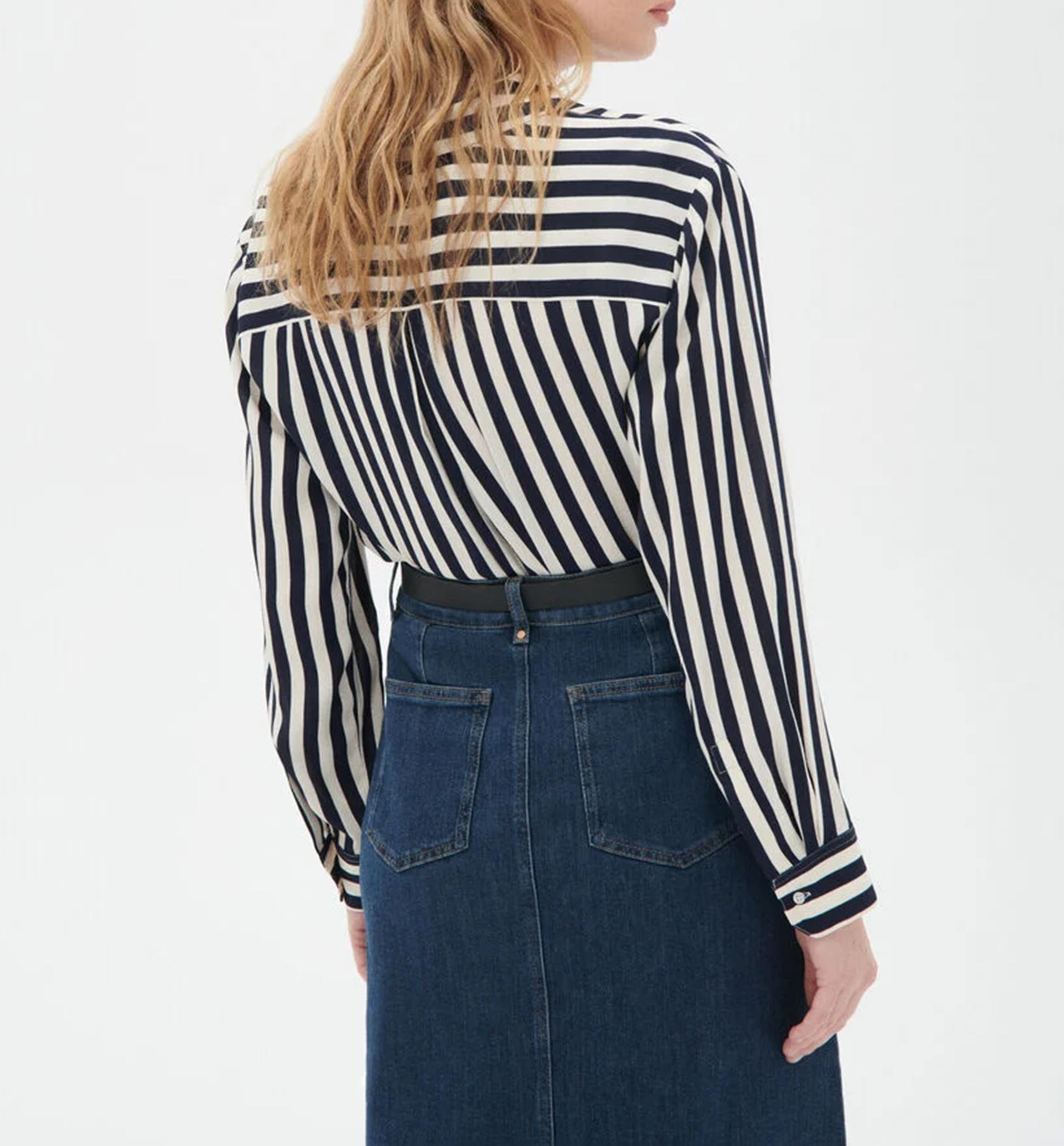 Chemise à rayures col classique CAROLL Bleu
