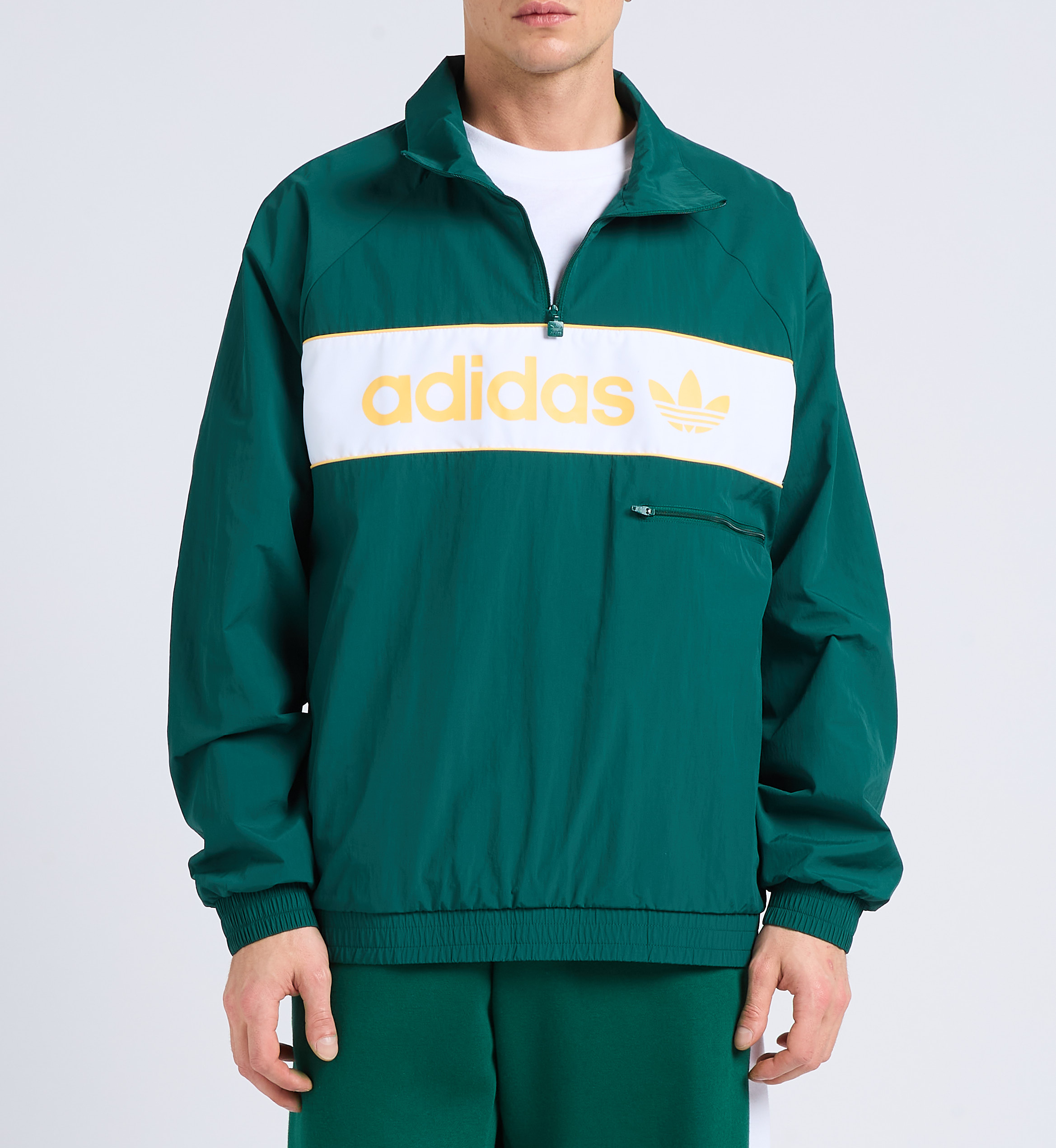 Loose-fit screen-printed jacket with classic collar ADIDAS Green