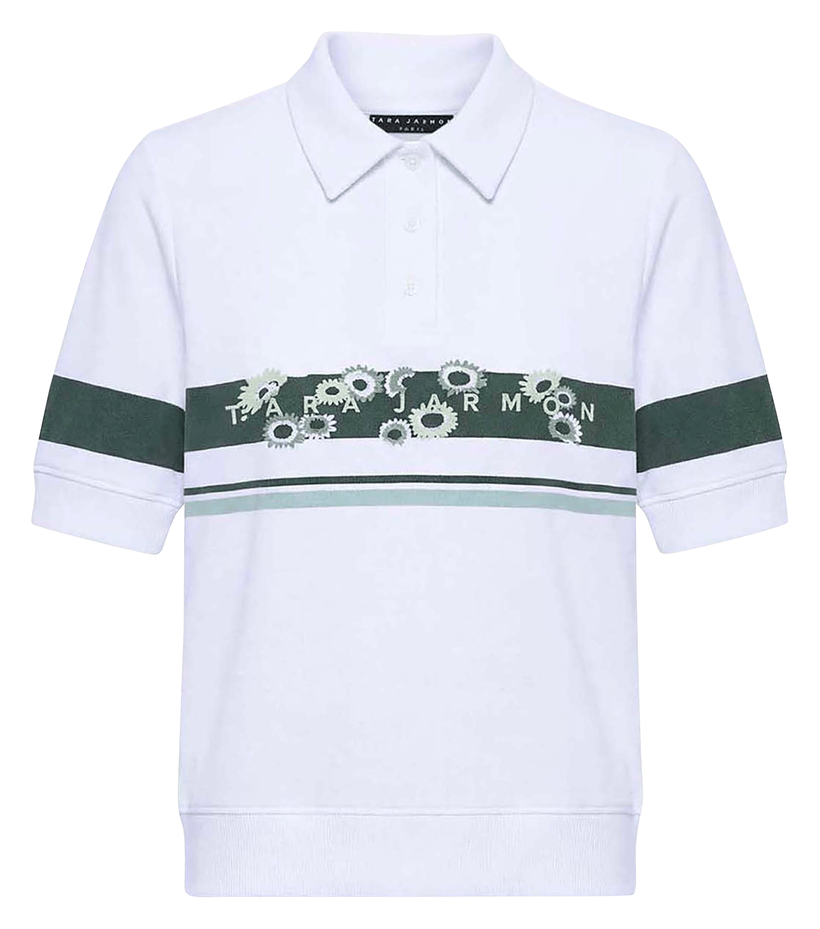 Polo droit en coton mlangé TARA JARMON Blanc