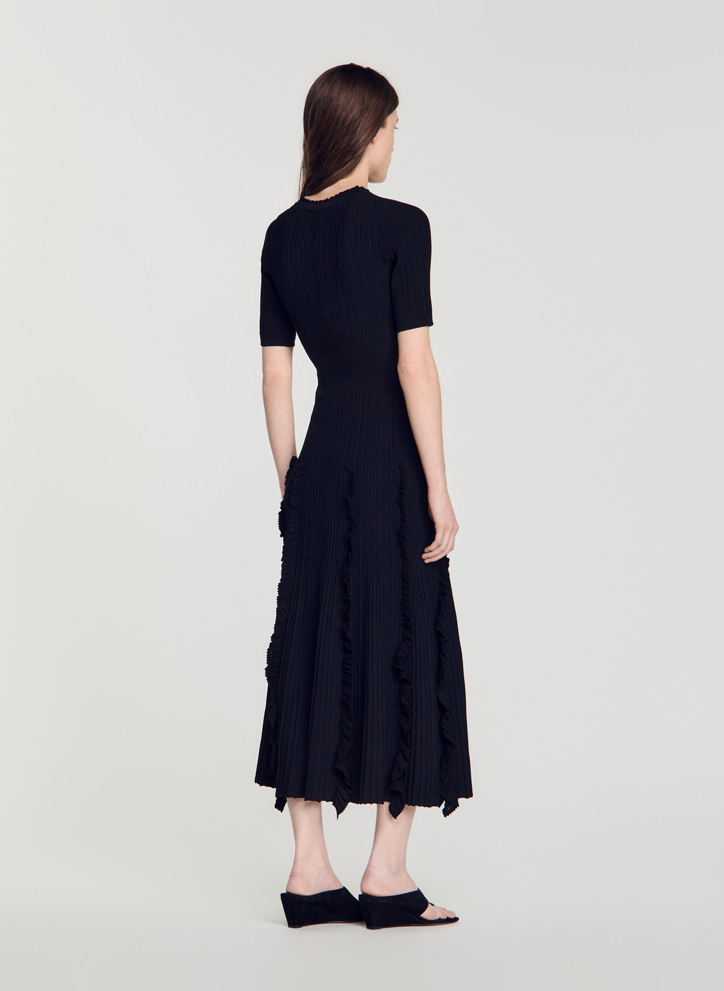 Robe longue en maille SANDRO Noir