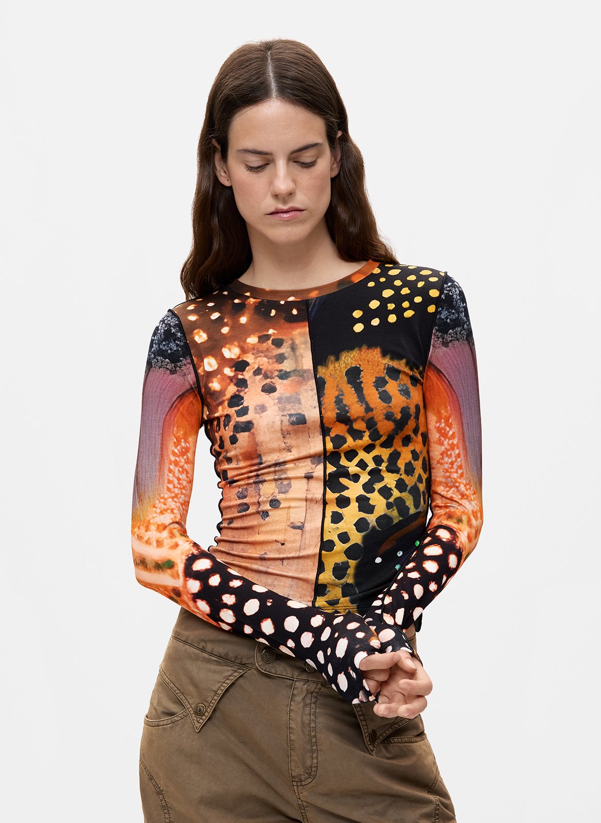 Rechte top met ronde hals en print DESIGUAL Veelkleurig