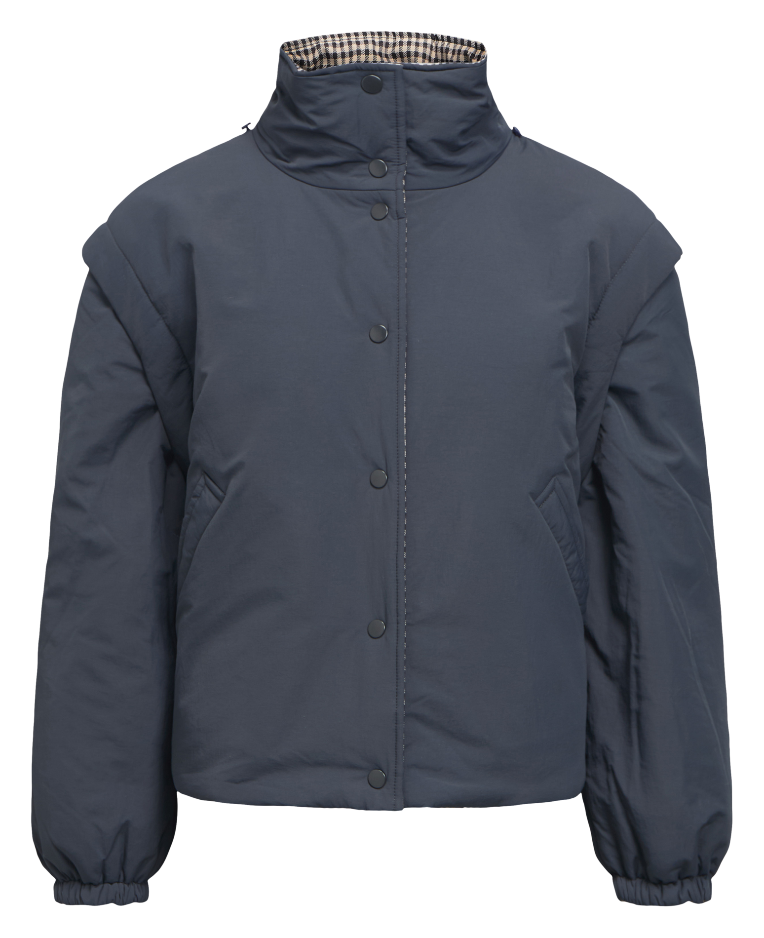 Printed padded jacket with high collar OBJECT Grey