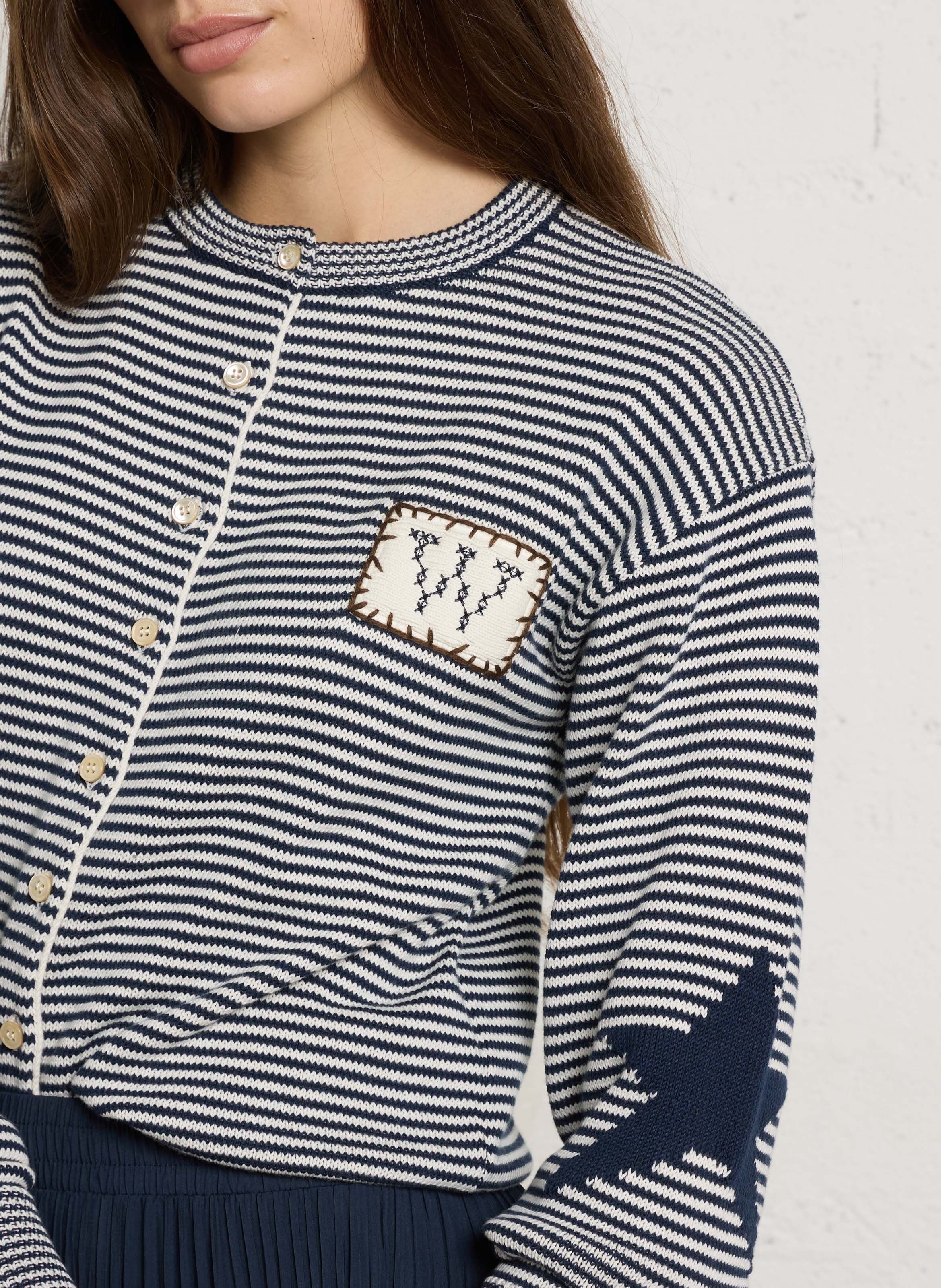 Cardigan rayé à broderies fantaisie MAX MARA WEEK END Bleu