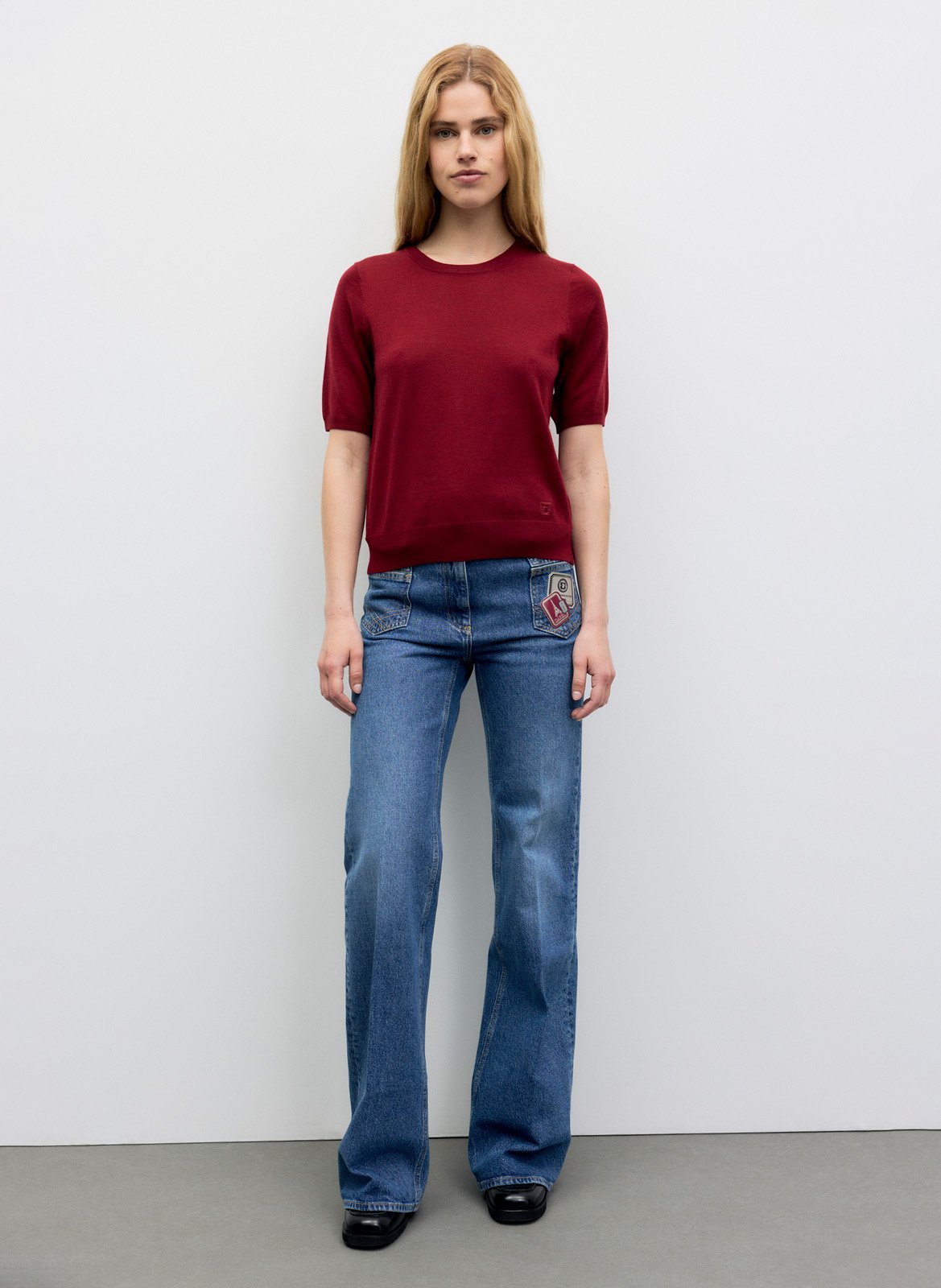 Kurzarm-Pullover aus Wolle. GERARD DAREL Rot