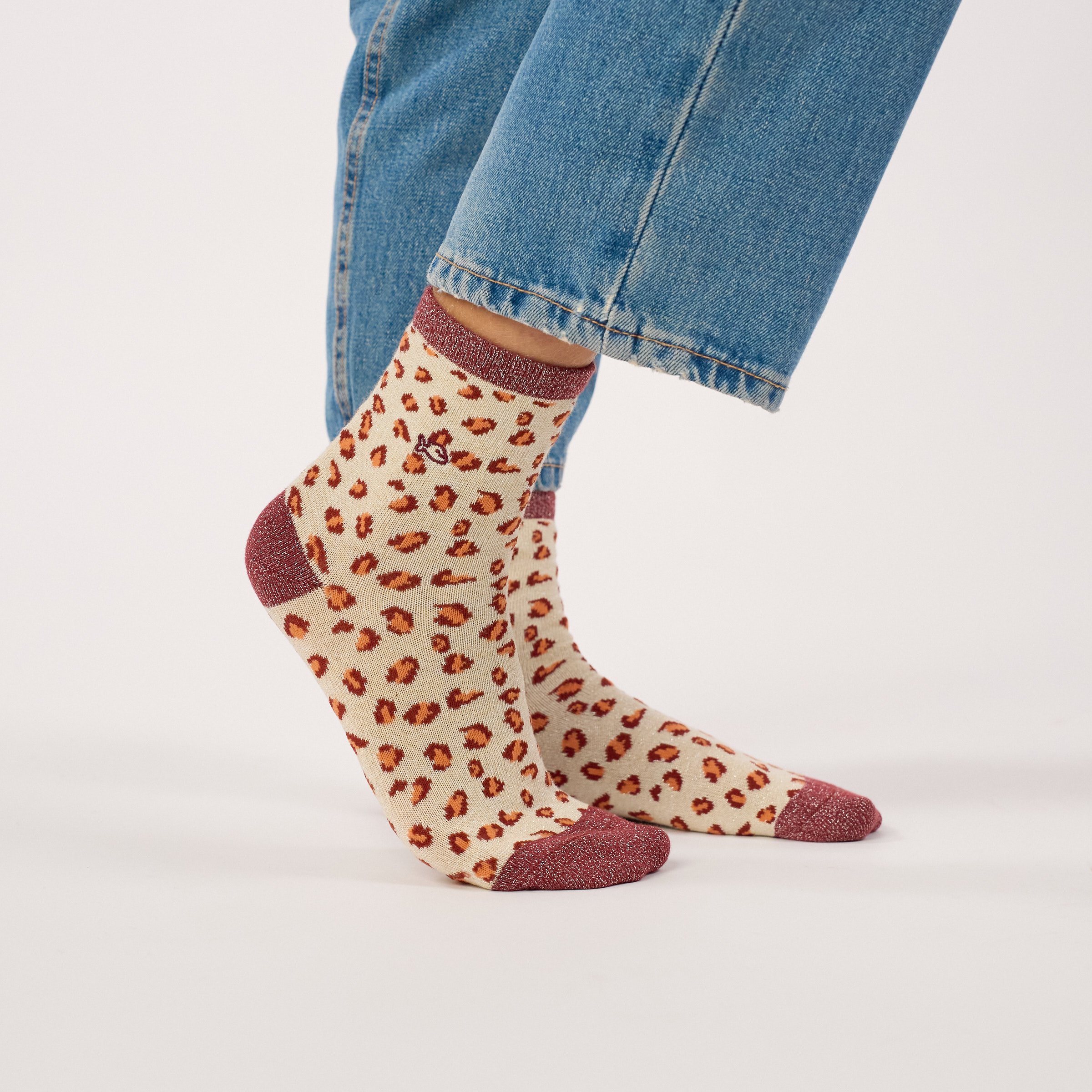 Leopard Combed Cotton Socks | Beige BILLYBELT Women