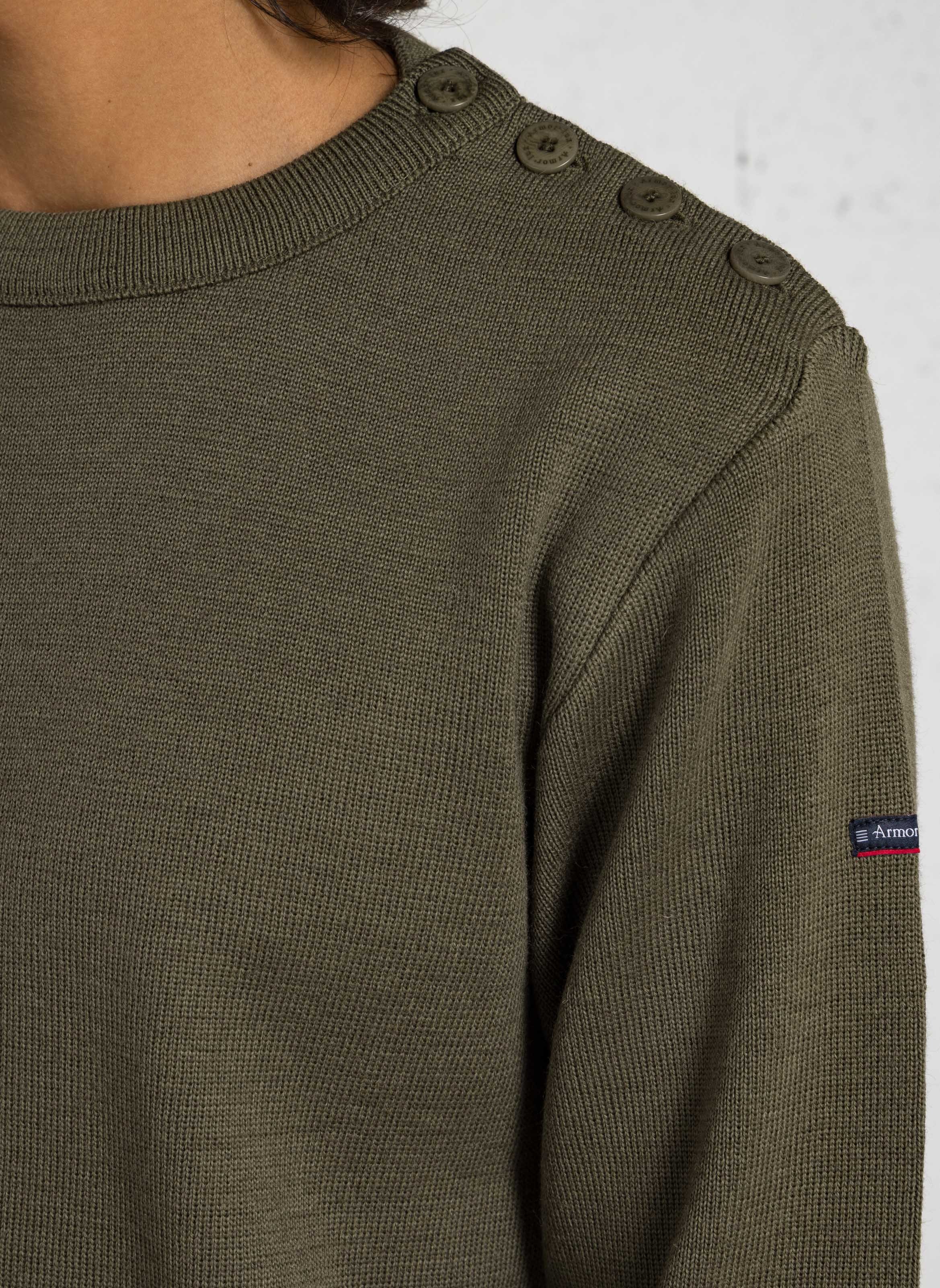 Pull col rond regular-fit en laine ARMOR LUX Vert