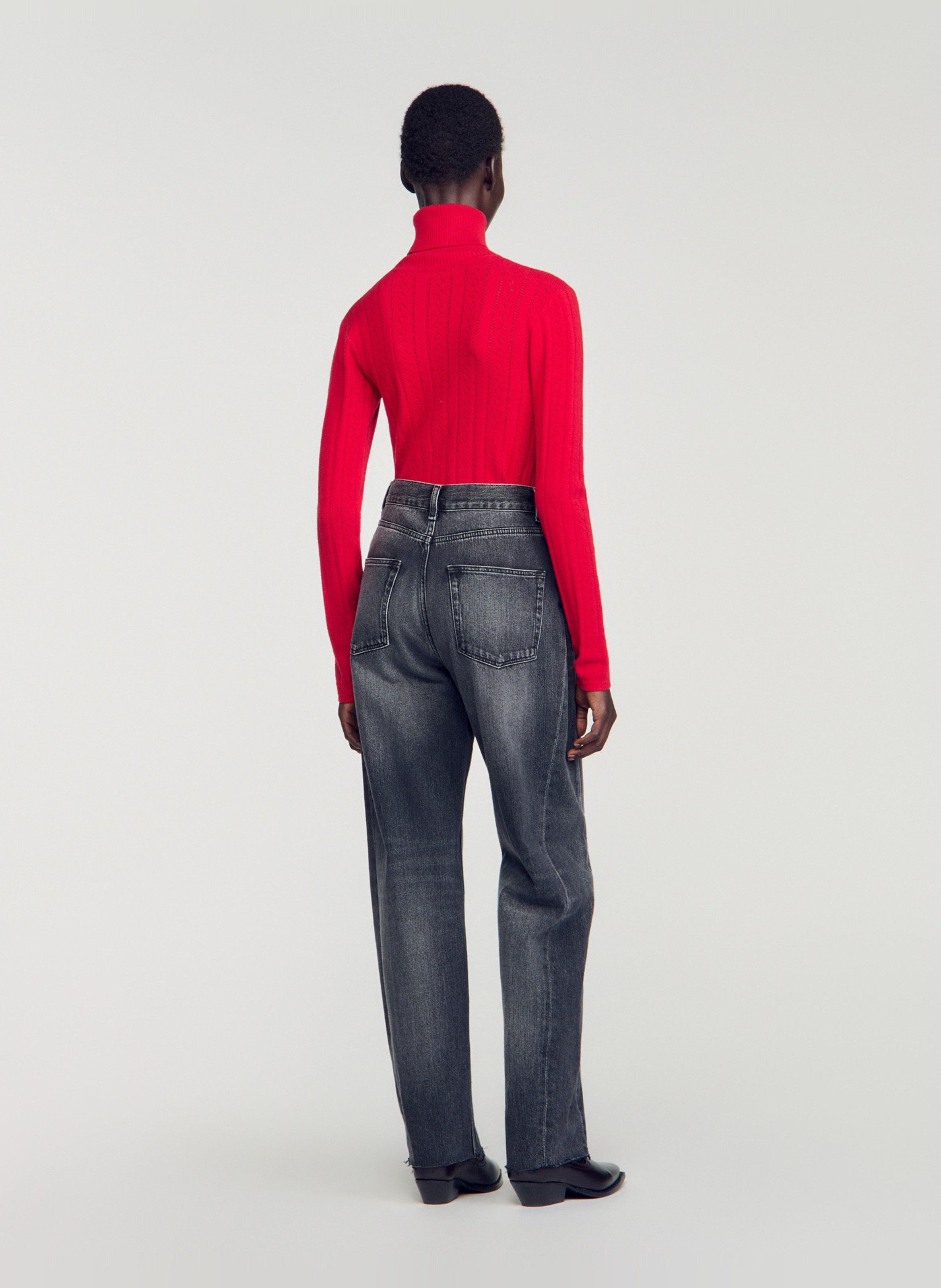 Rechte wijde effen jeans. SANDRO Grijs
