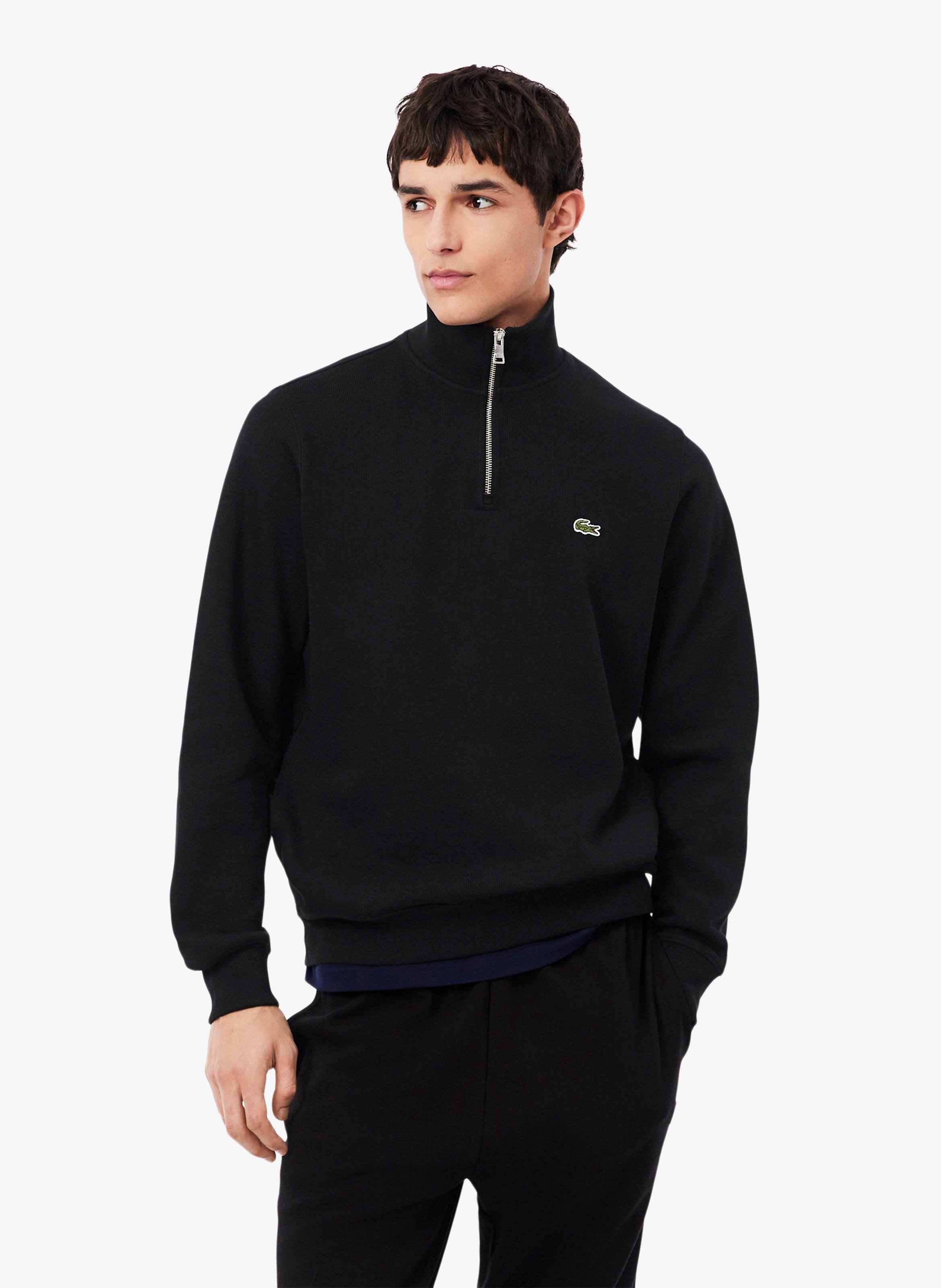 Sweatshirt mit Stehkragen und Reißverschluss aus Baumwolle LACOSTE Schwarz
