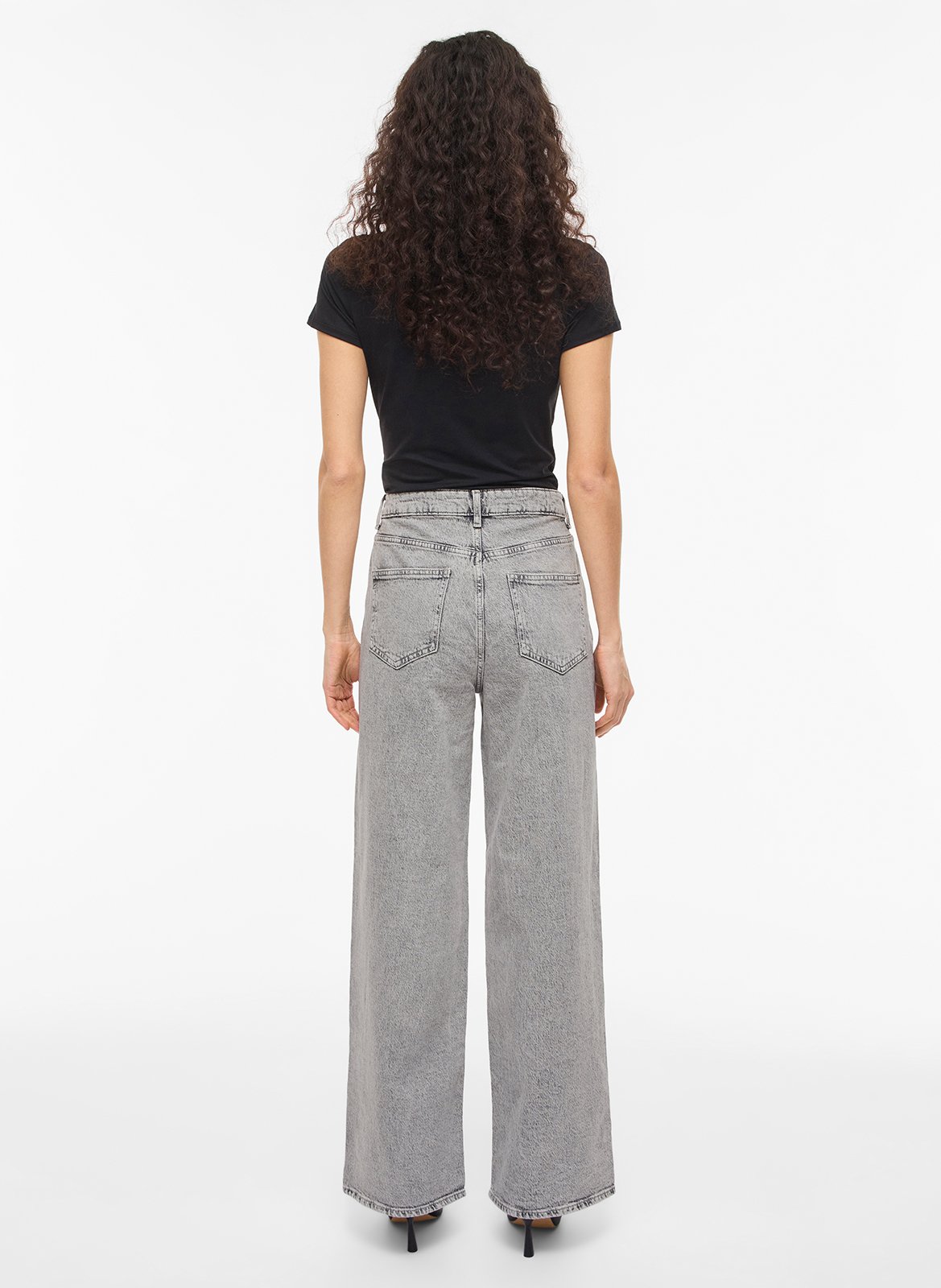 Hohe Taille weite einfarbige Jeans VILA Grau