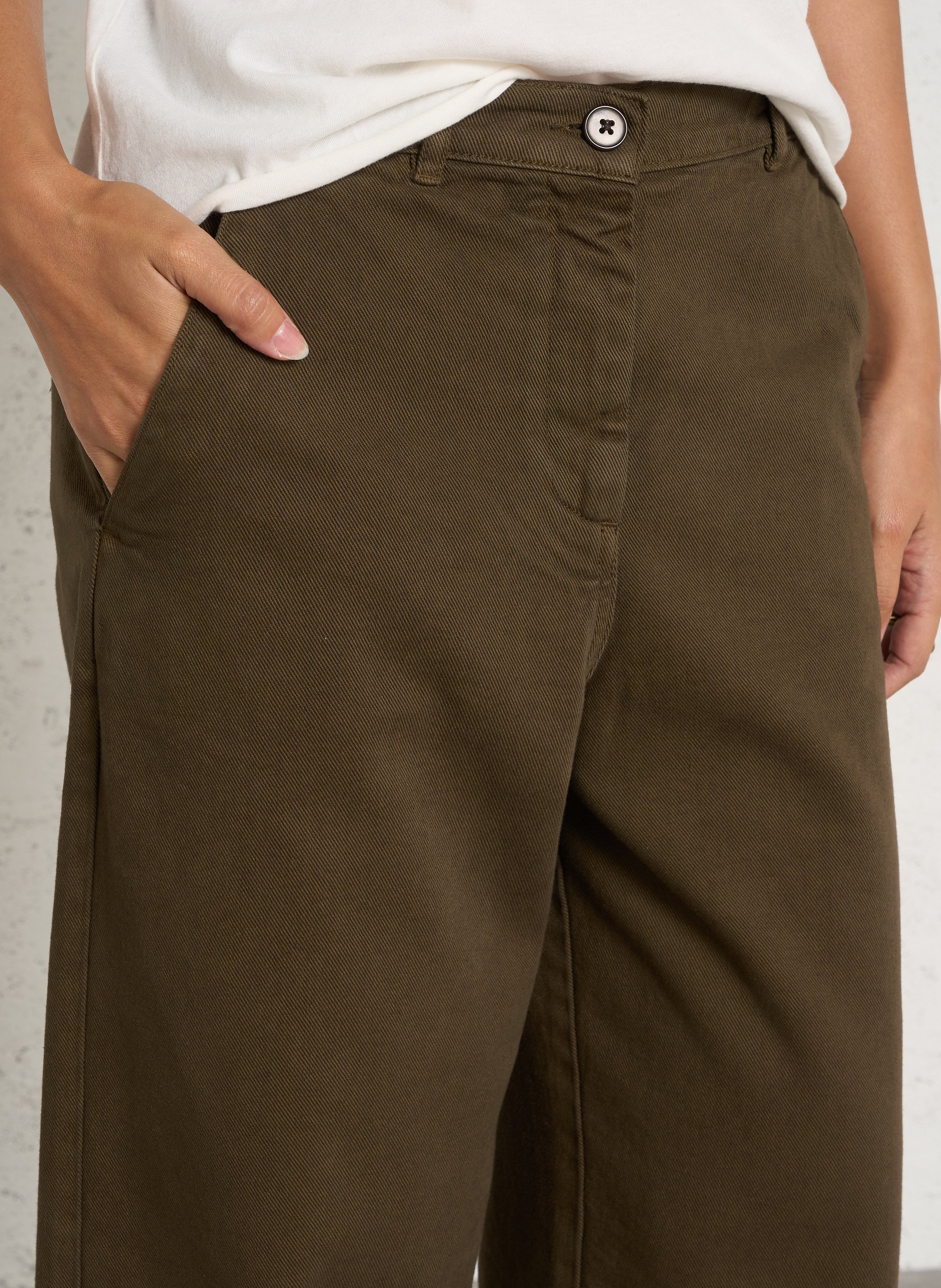 Pantalon large en coton mélangé BELLEPIECE Marron