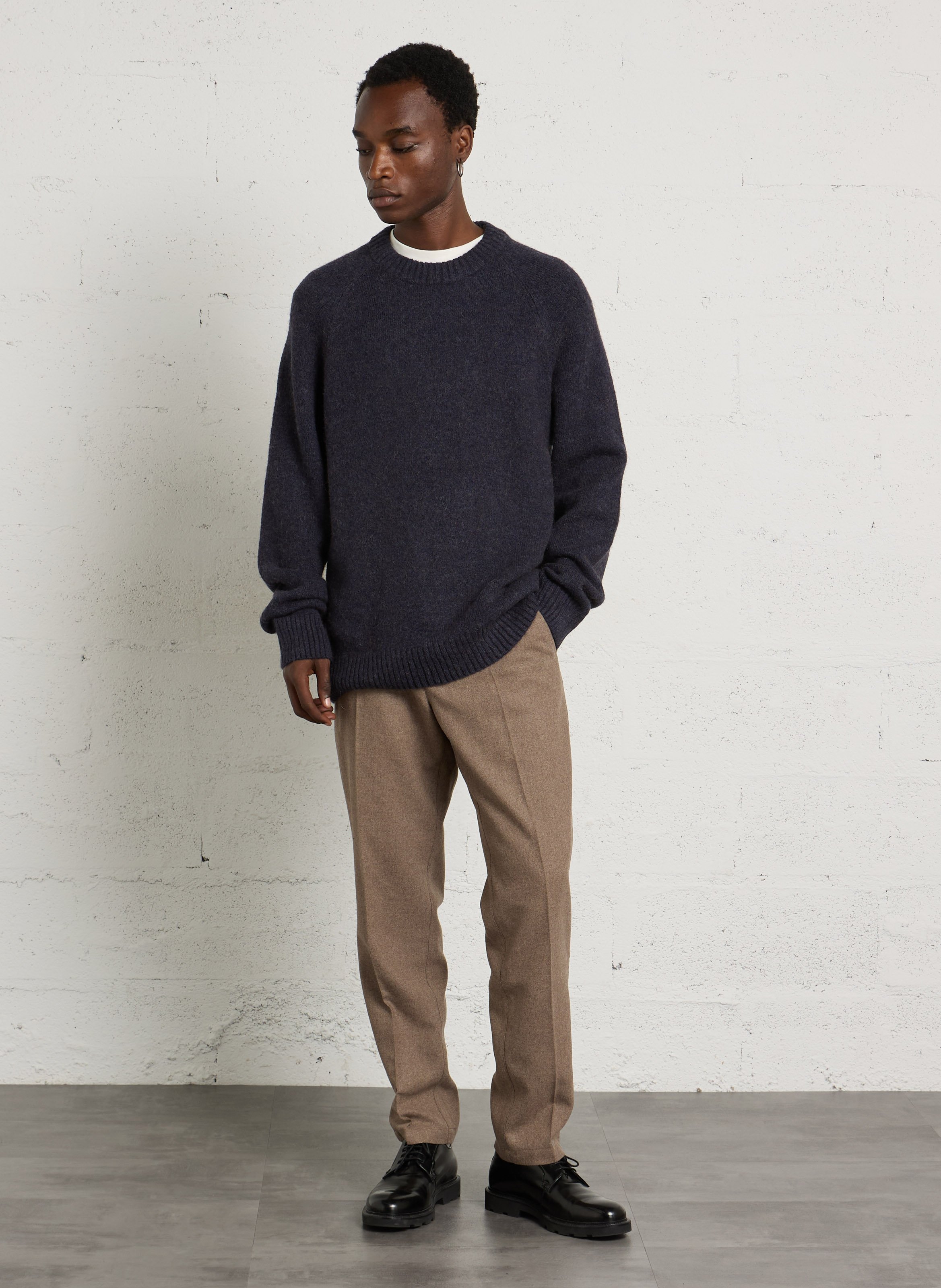 Pull uni en maille  LES DEUX Bleu