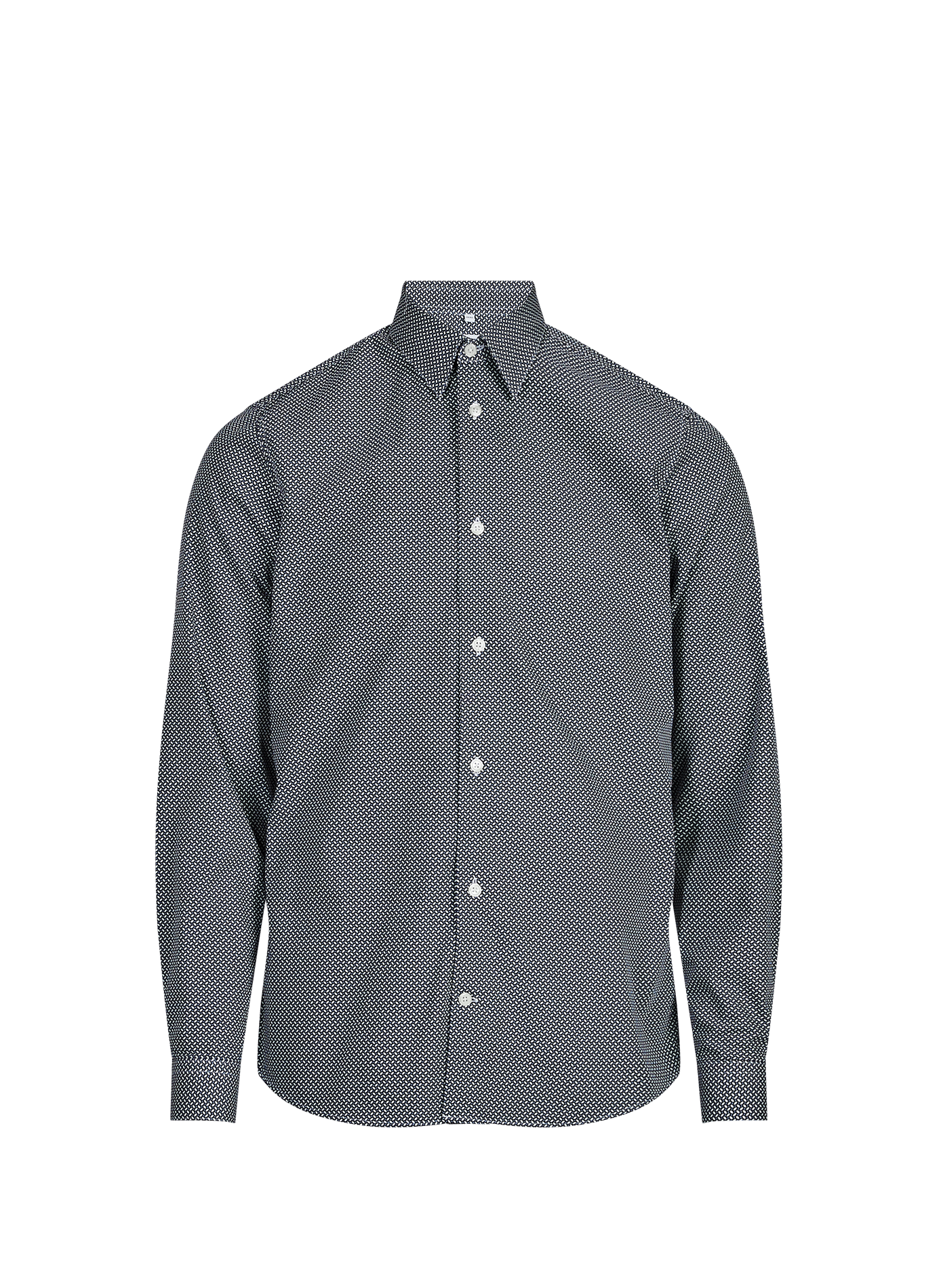 Slim-fit classic-collar shirt in micro-patterned cotton AU PRINTEMPS PARIS Blue