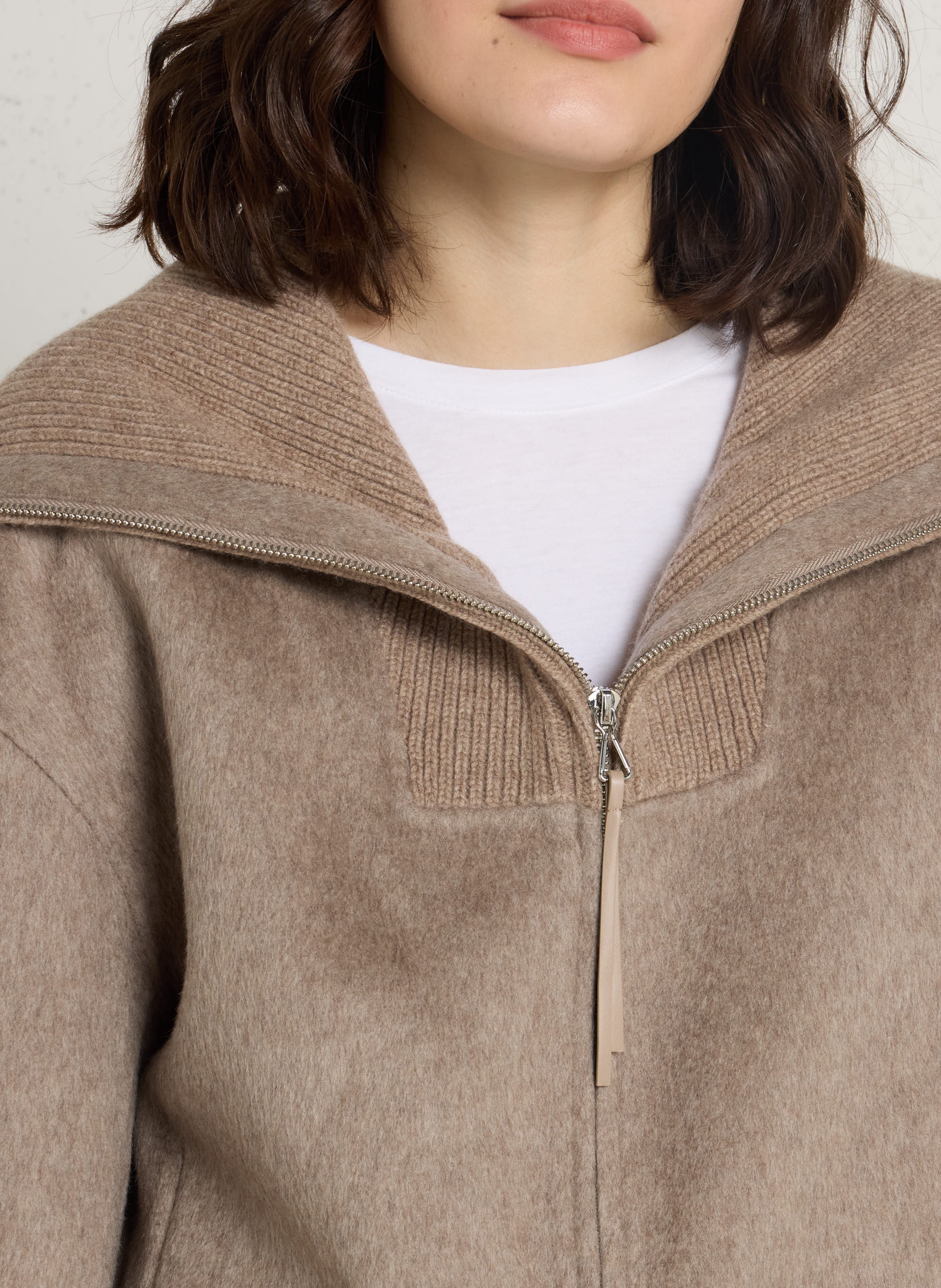 Wolljacke mit Truckerkragen BERENICE Beige